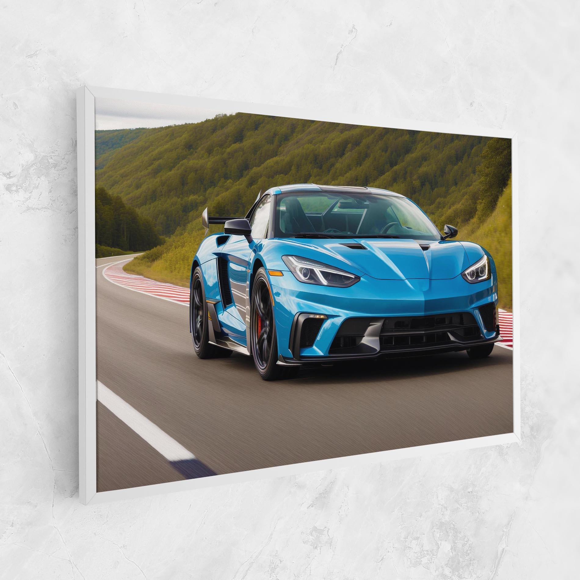 Картина на платно Blue Sport Car mockup 1