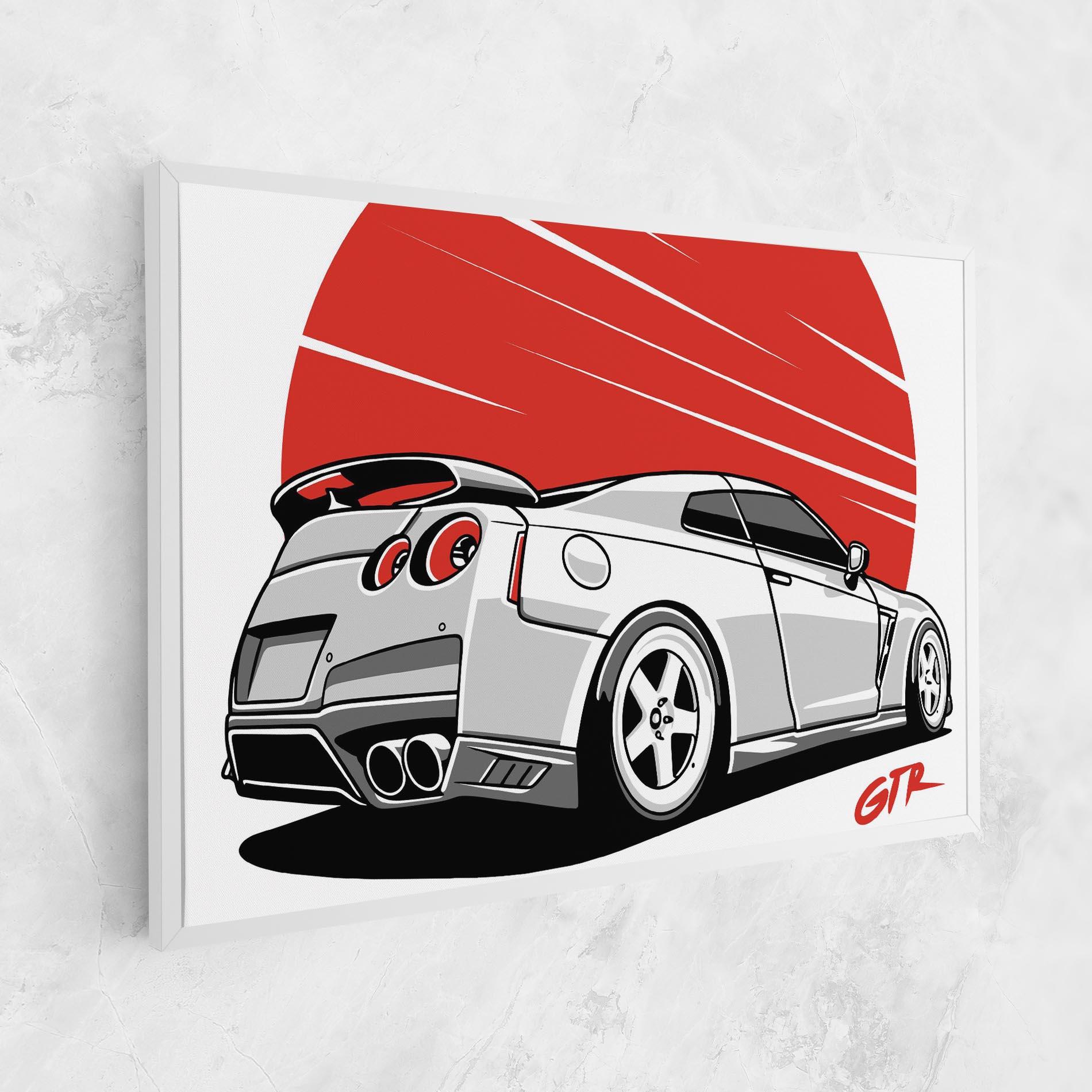 Картина на платно Grey Gtr Car mockup 1