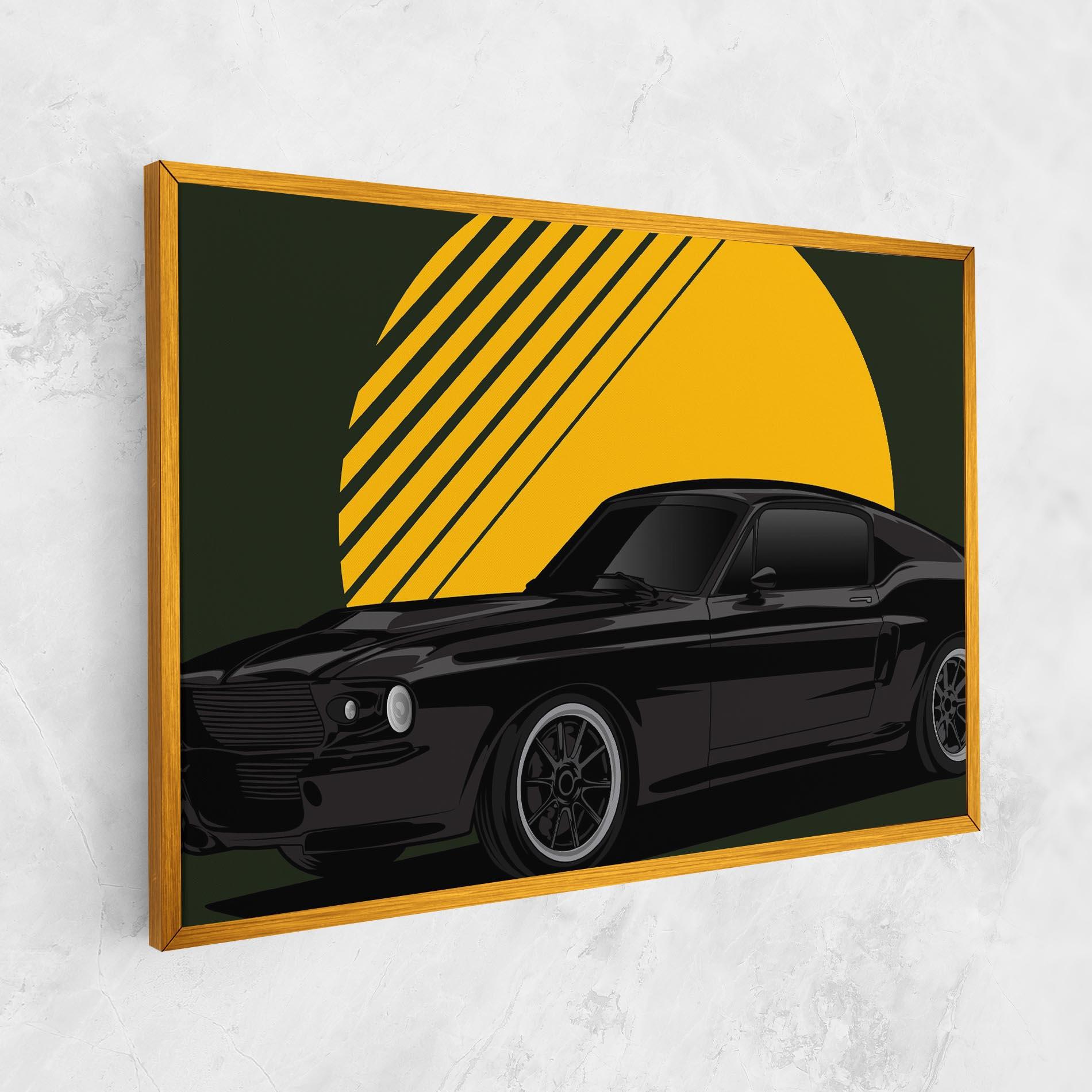 Картина на платно Black Car Sun mockup 1