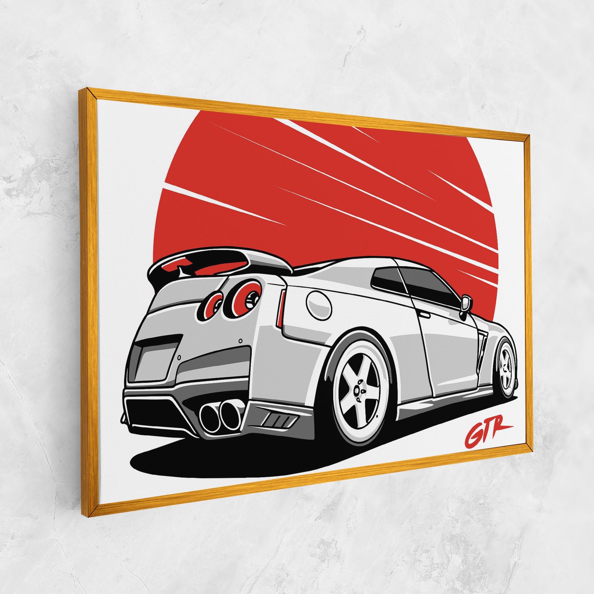 Картина на платно Grey Gtr Car mockup 1