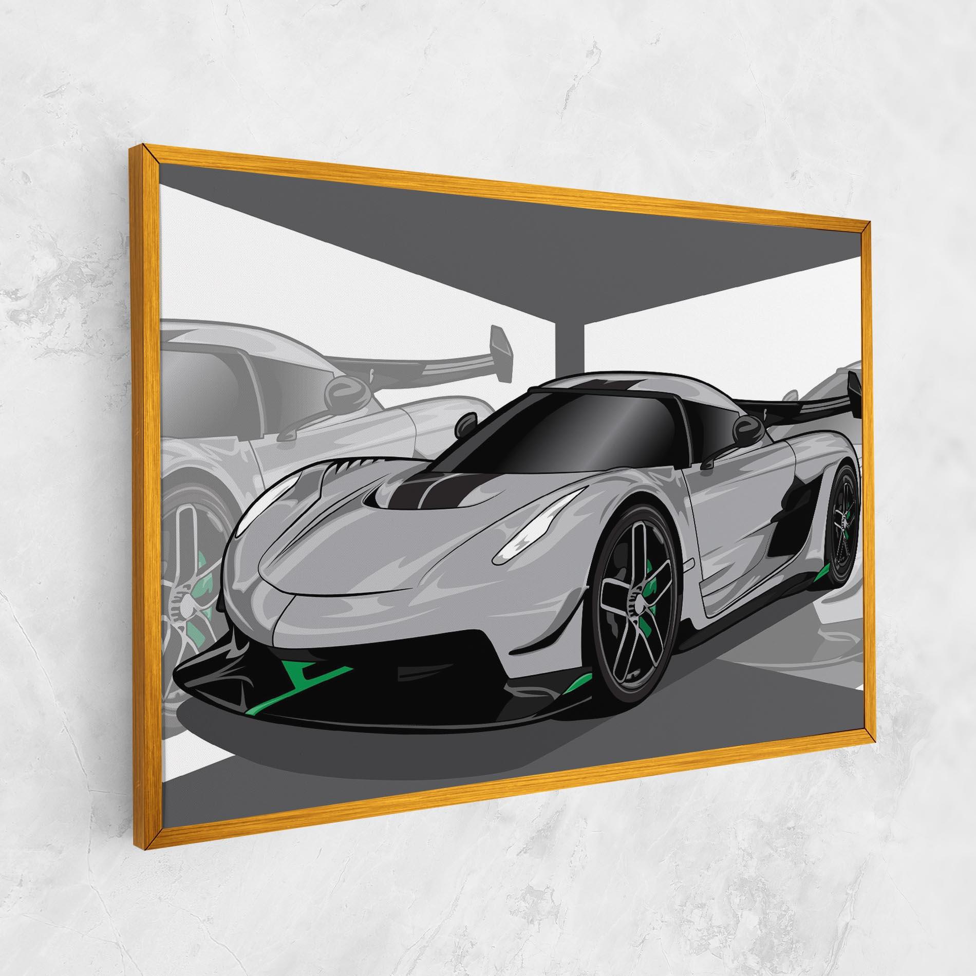 Картина на платно Grey Sport Car mockup 1