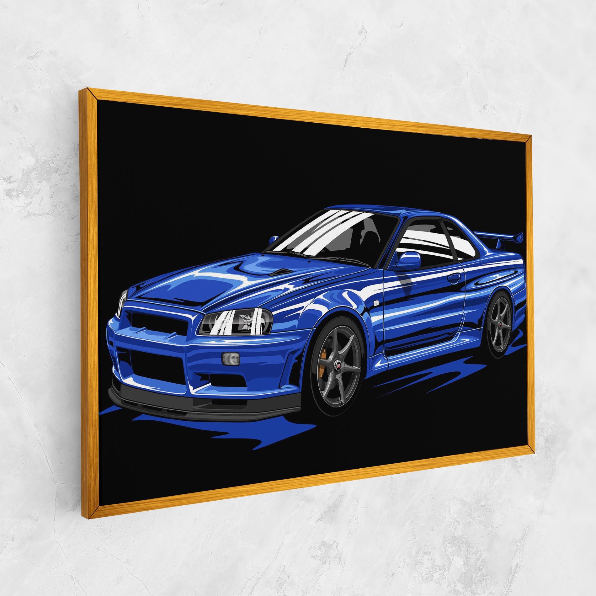 Картина на платно Sport Blue Car mockup 1