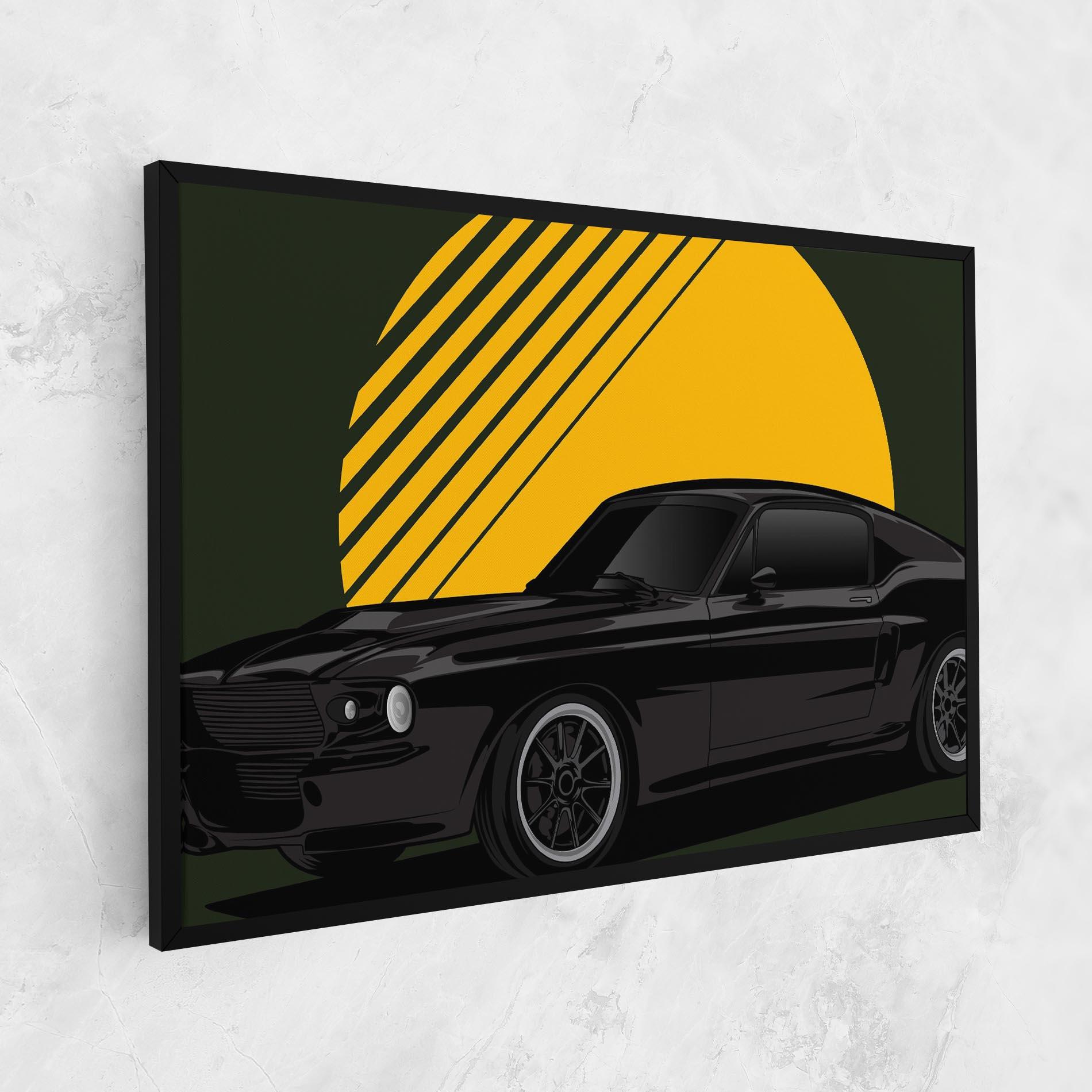 Картина на платно Black Car Sun mockup 1