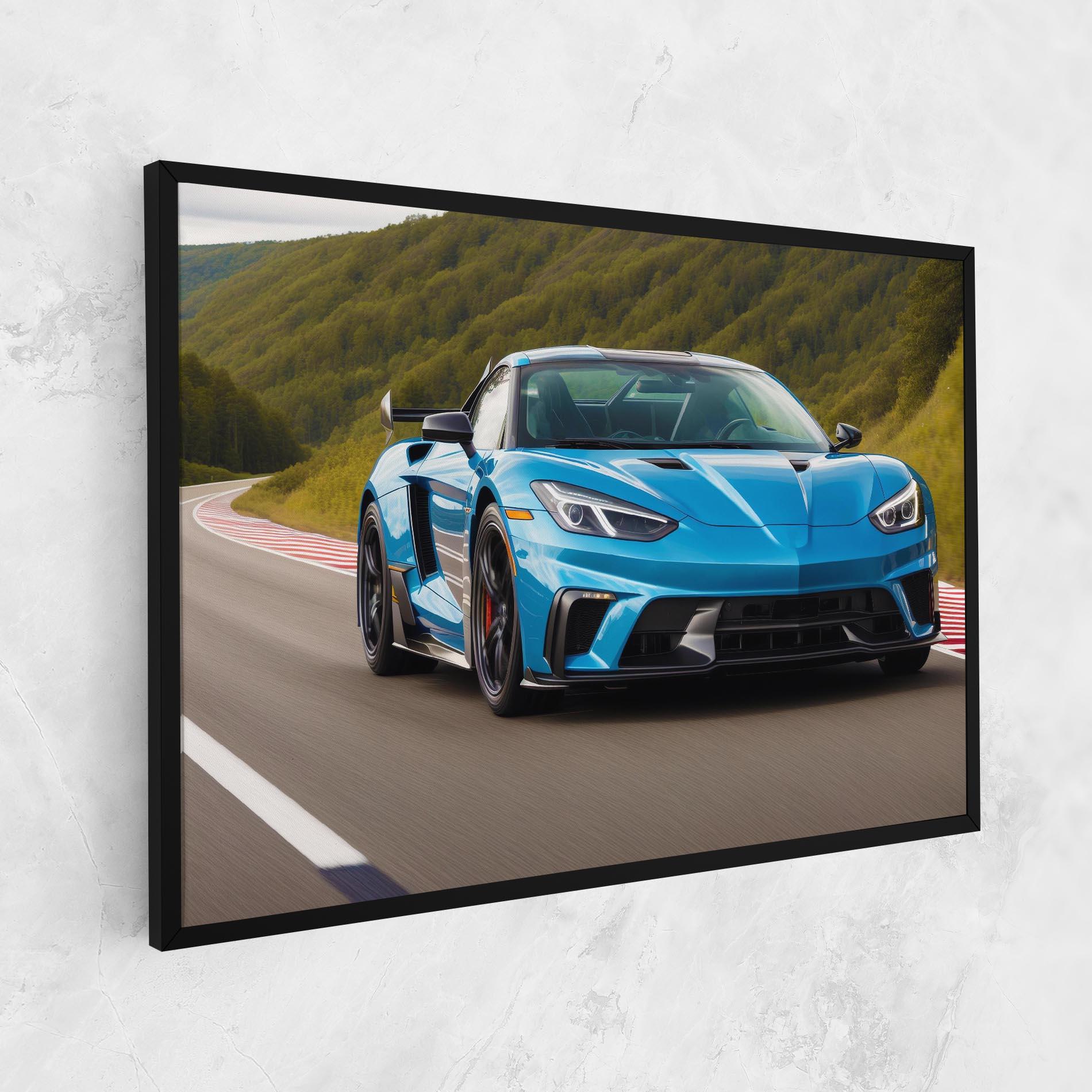 Картина на платно Blue Sport Car mockup 1