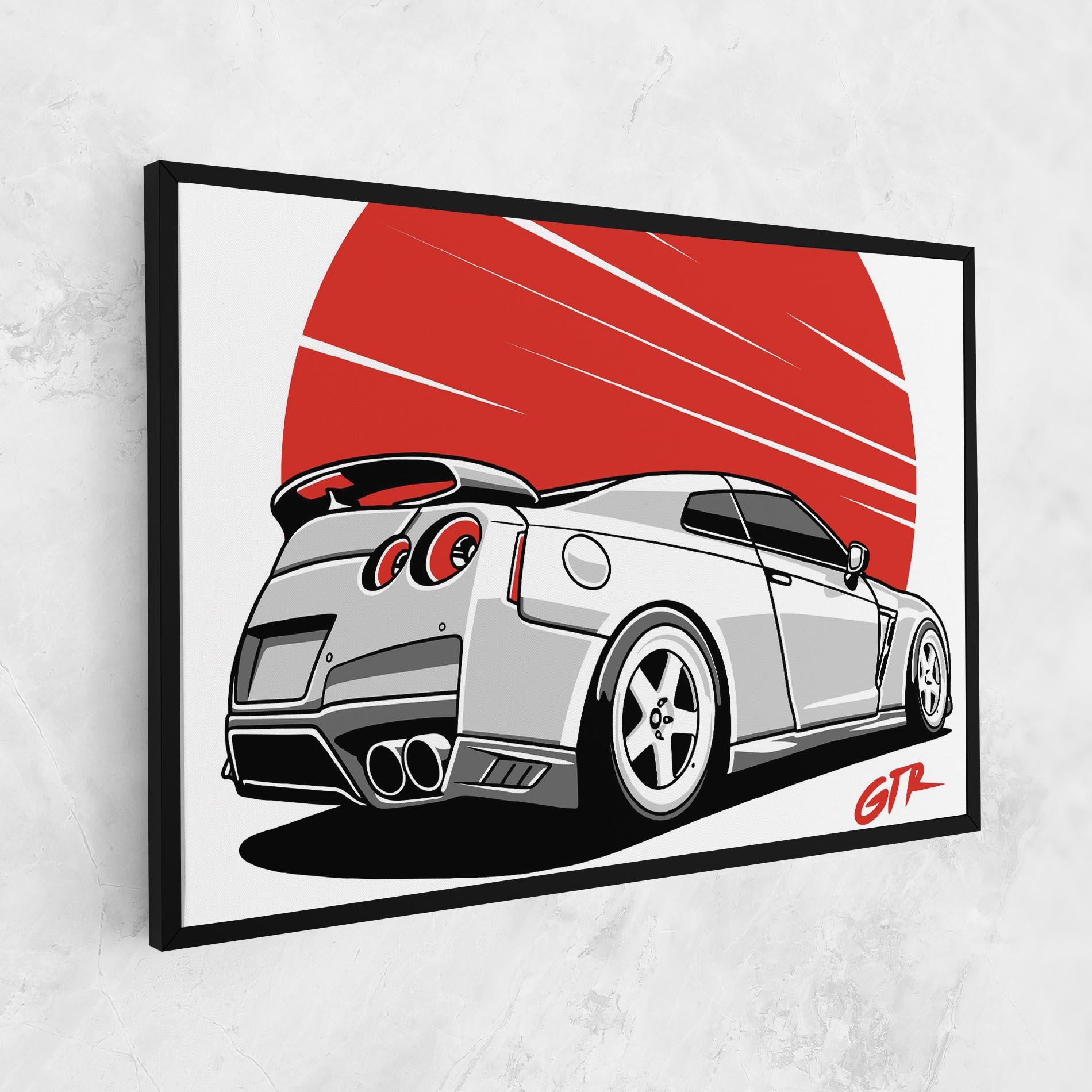 Картина на платно Grey Gtr Car mockup 1