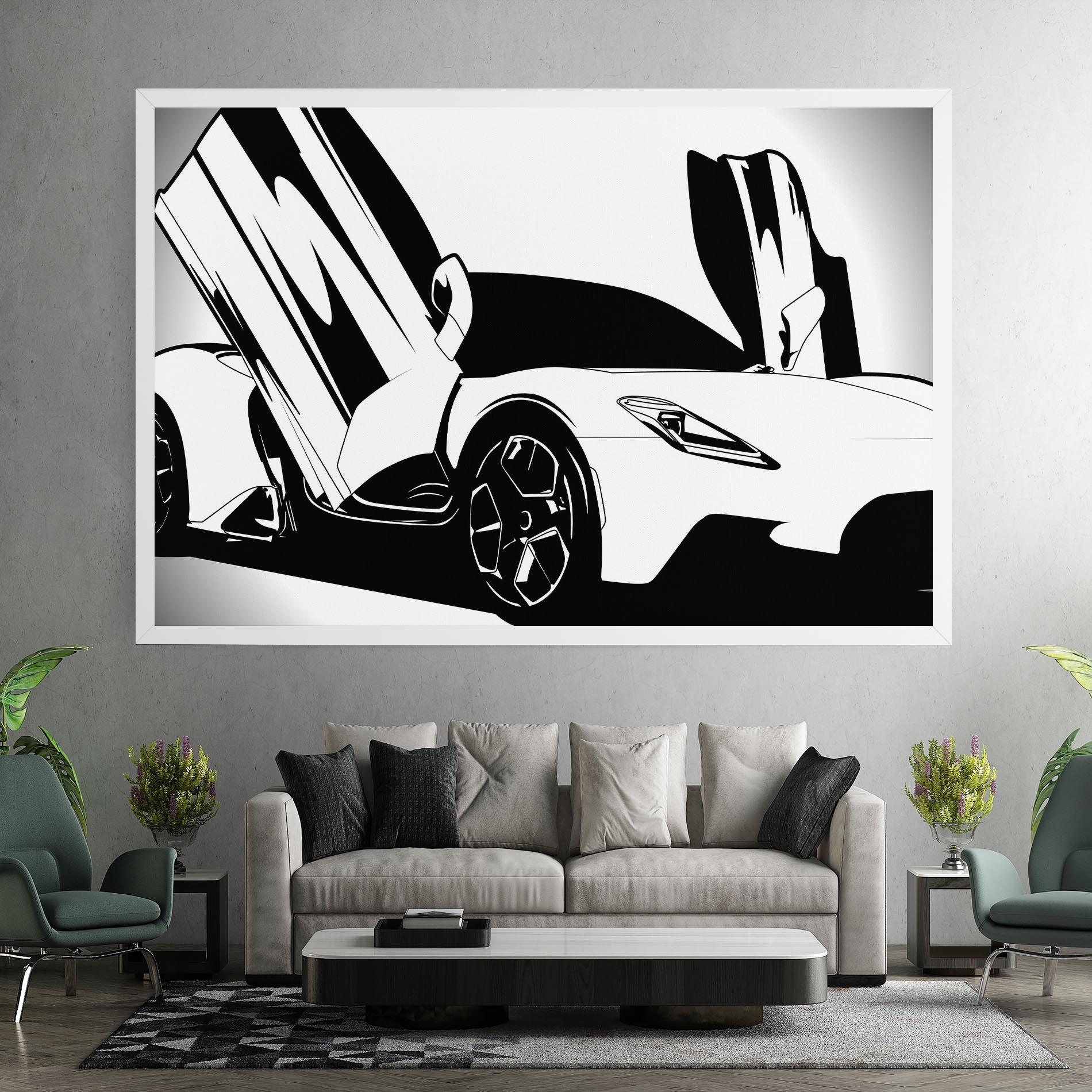 Картина на платно Black White Car mockup 7