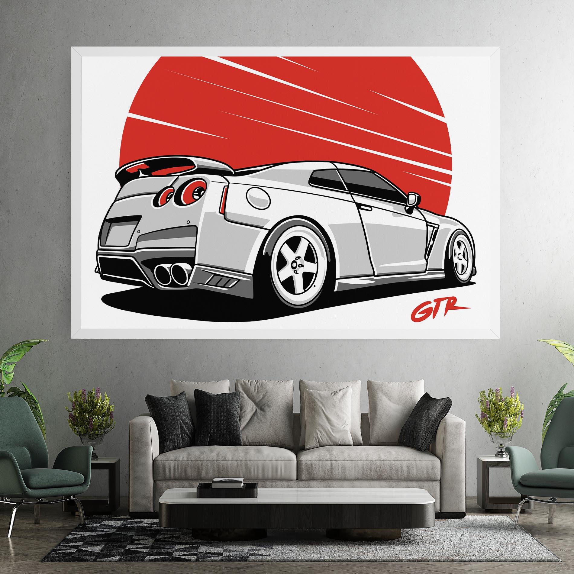 Картина на платно Grey Gtr Car mockup 7