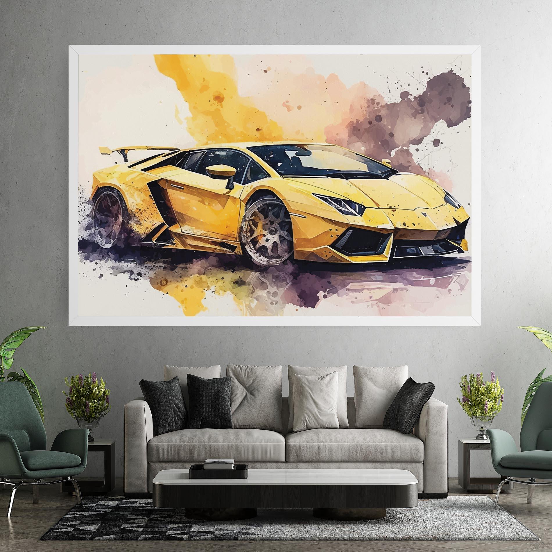 Картина на платно Watercolor Sport Car mockup 7