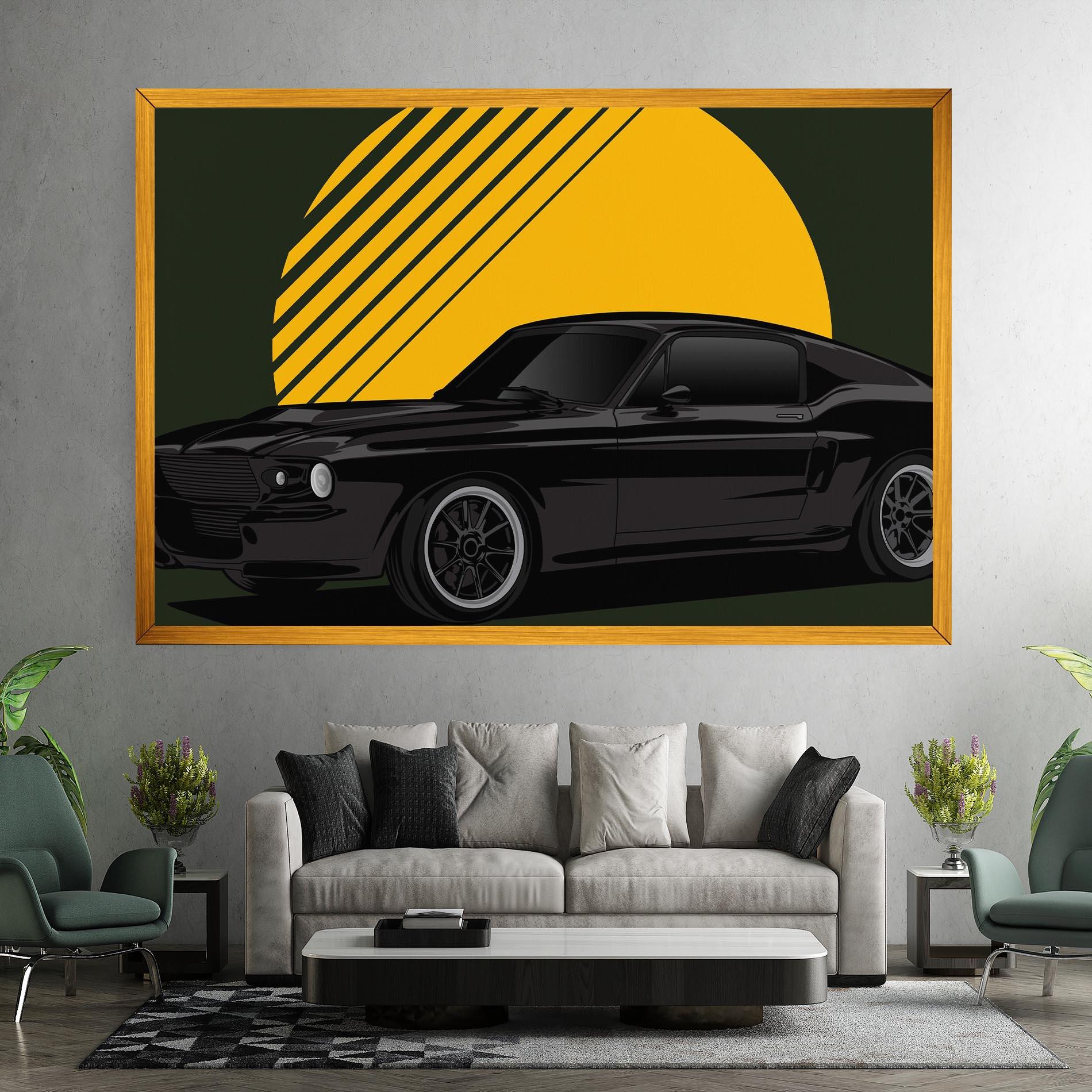 Картина на платно Black Car Sun mockup 7