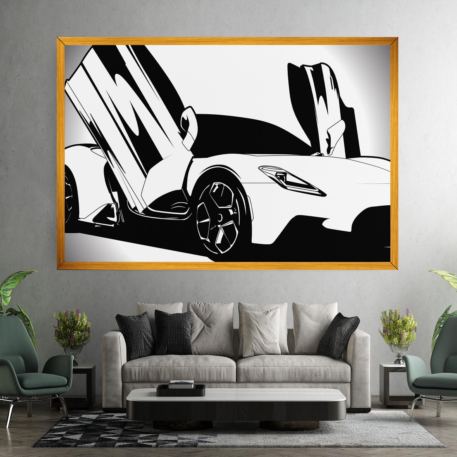 Картина на платно Black White Car mockup 7