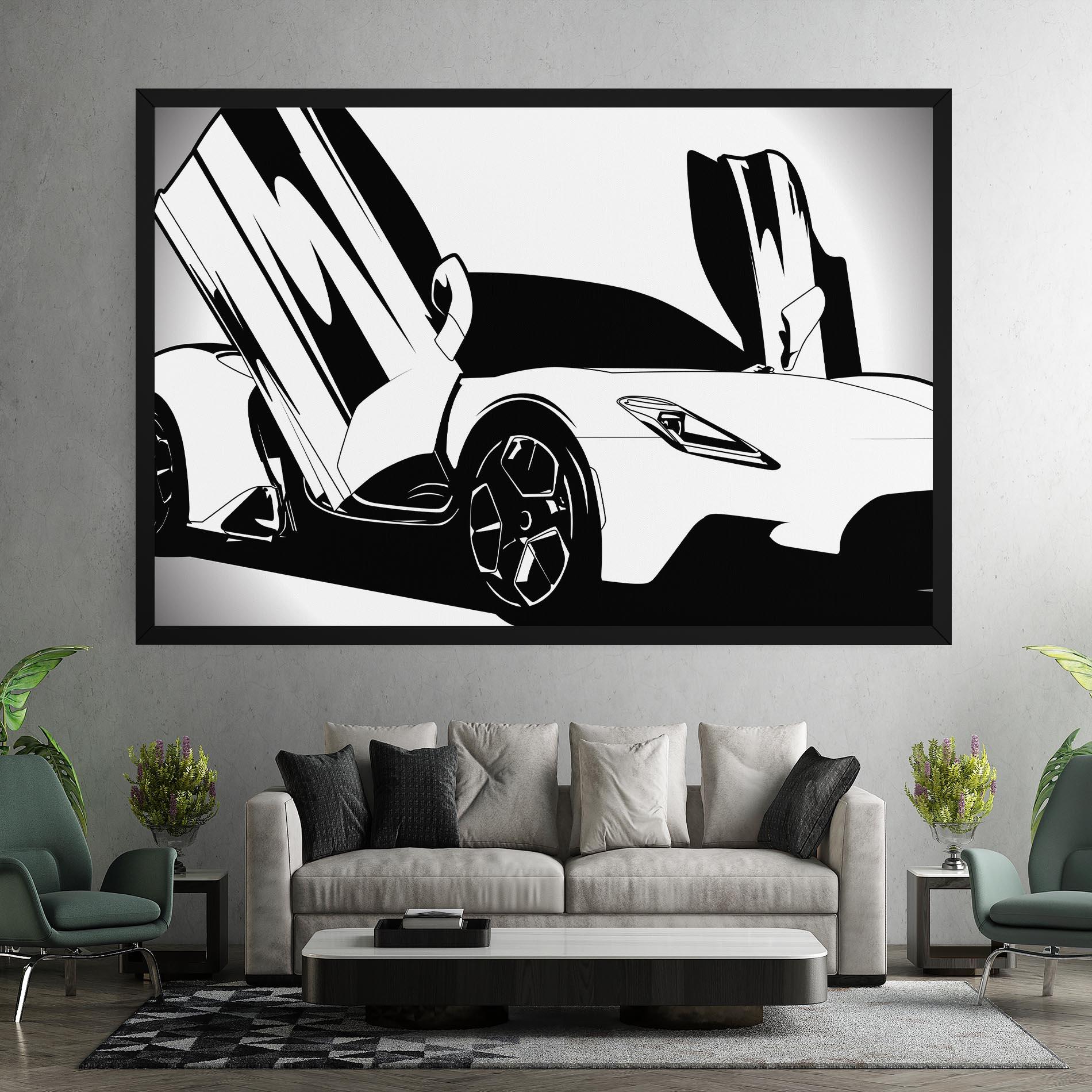 Картина на платно Black White Car mockup 7