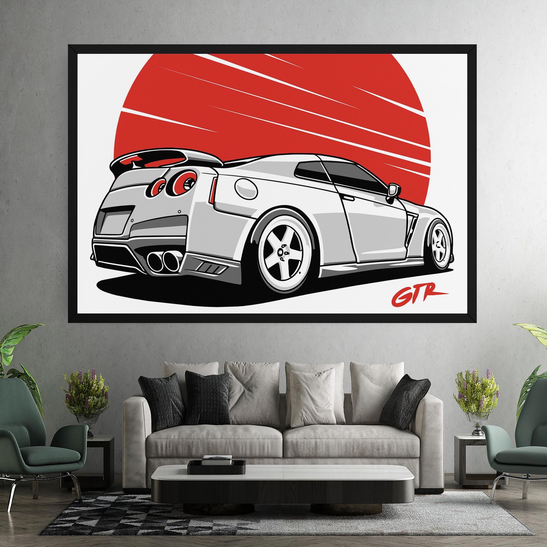 Картина на платно Grey Gtr Car mockup 7
