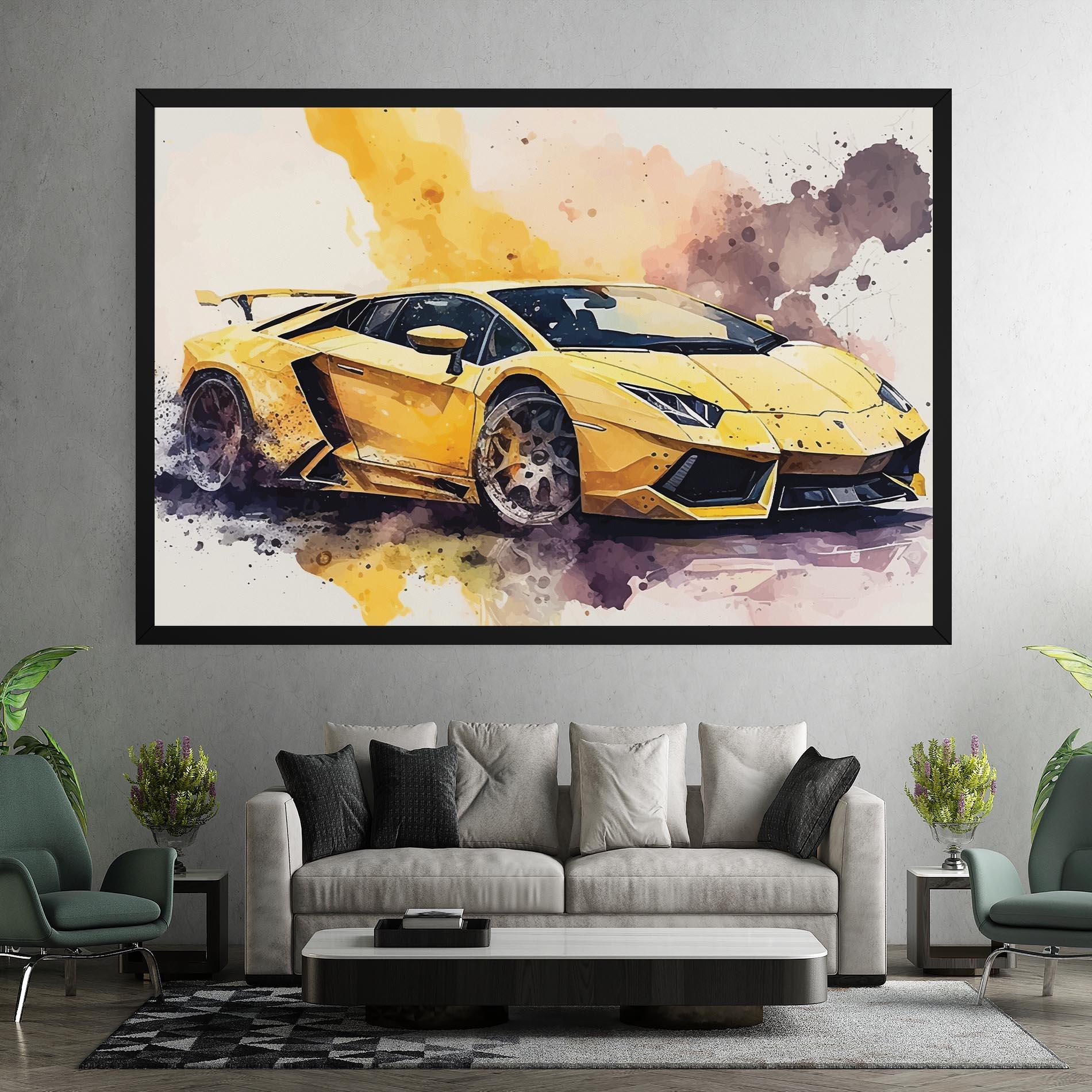 Картина на платно Watercolor Sport Car mockup 7