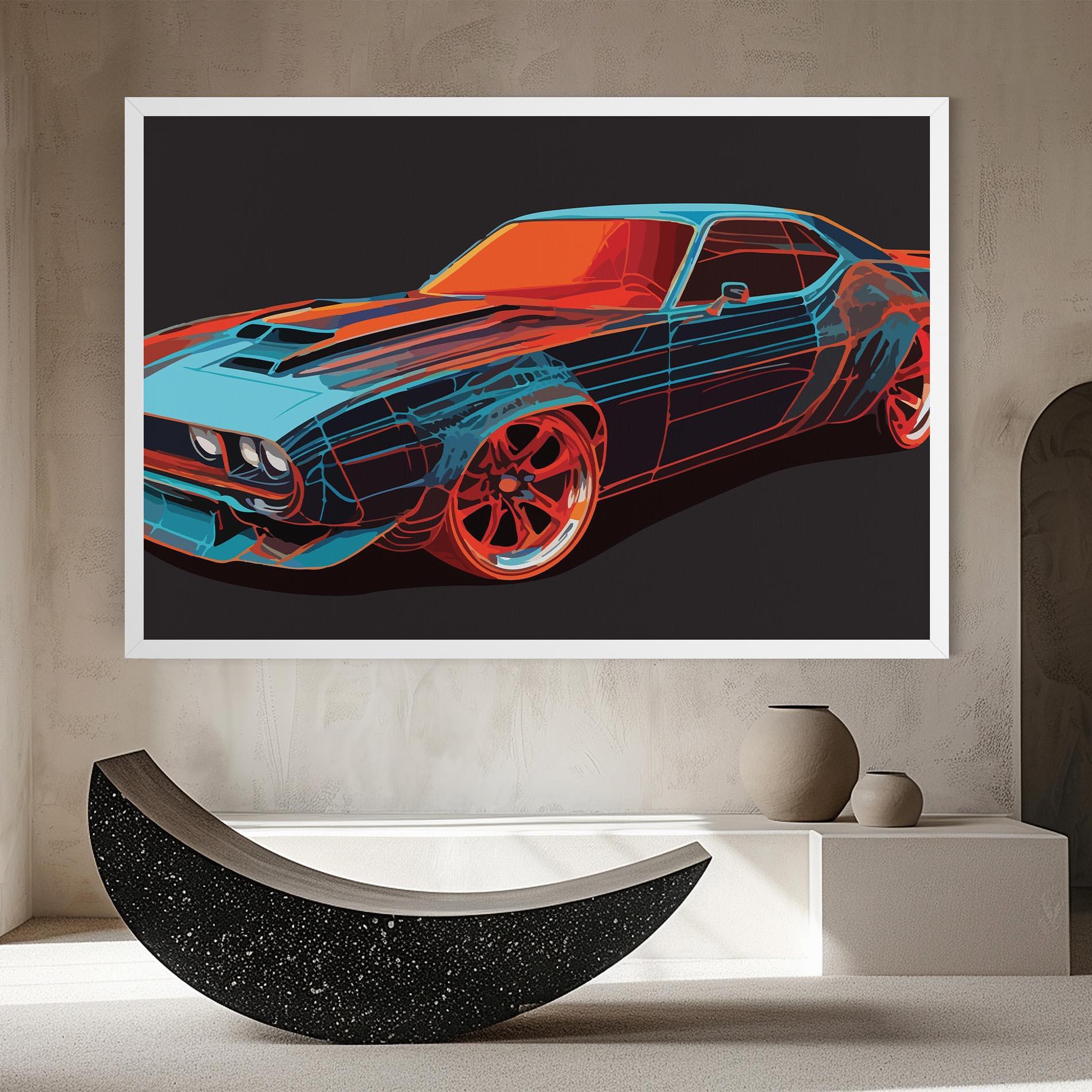 Картина на платно Blue Orange Car mockup 8