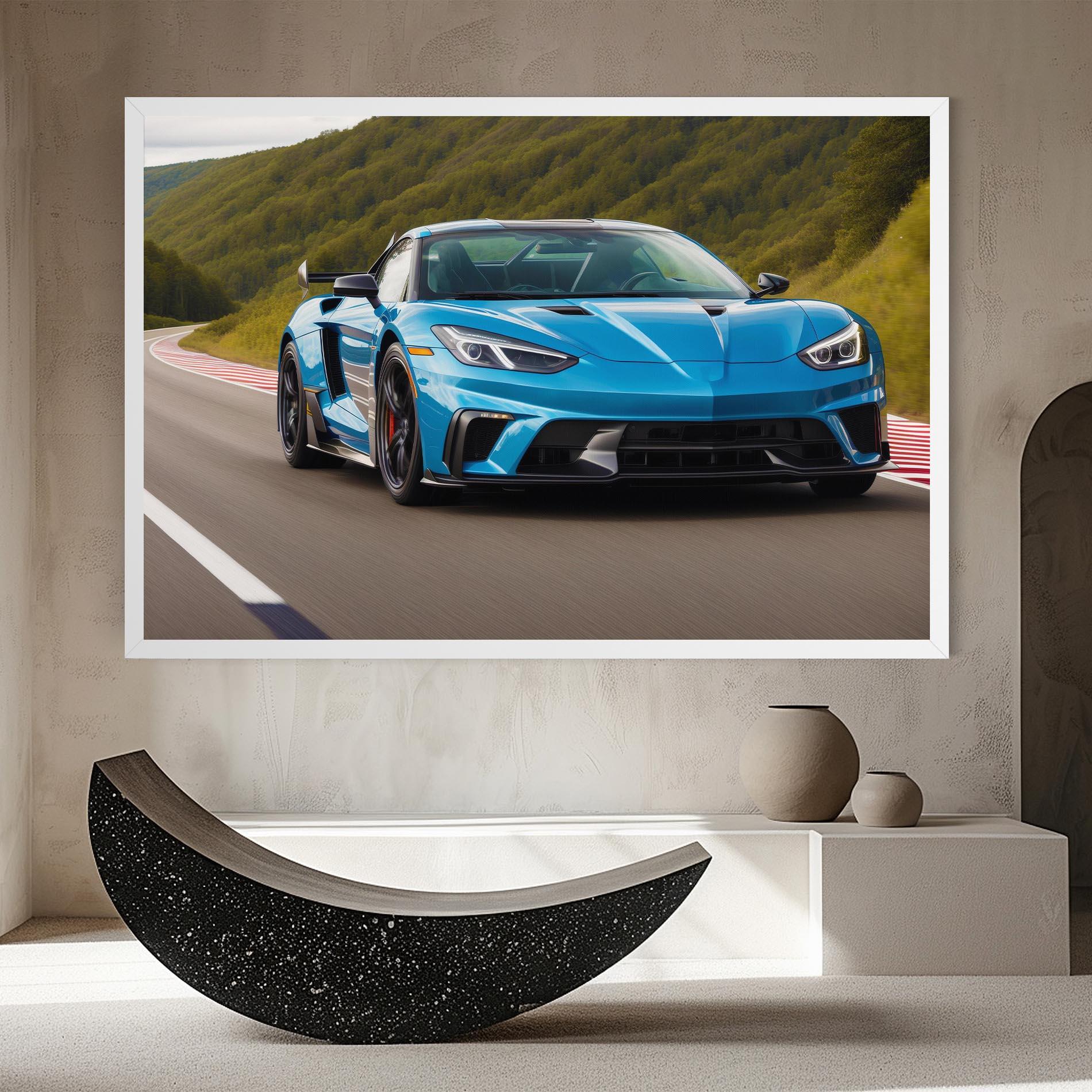 Картина на платно Blue Sport Car mockup 8