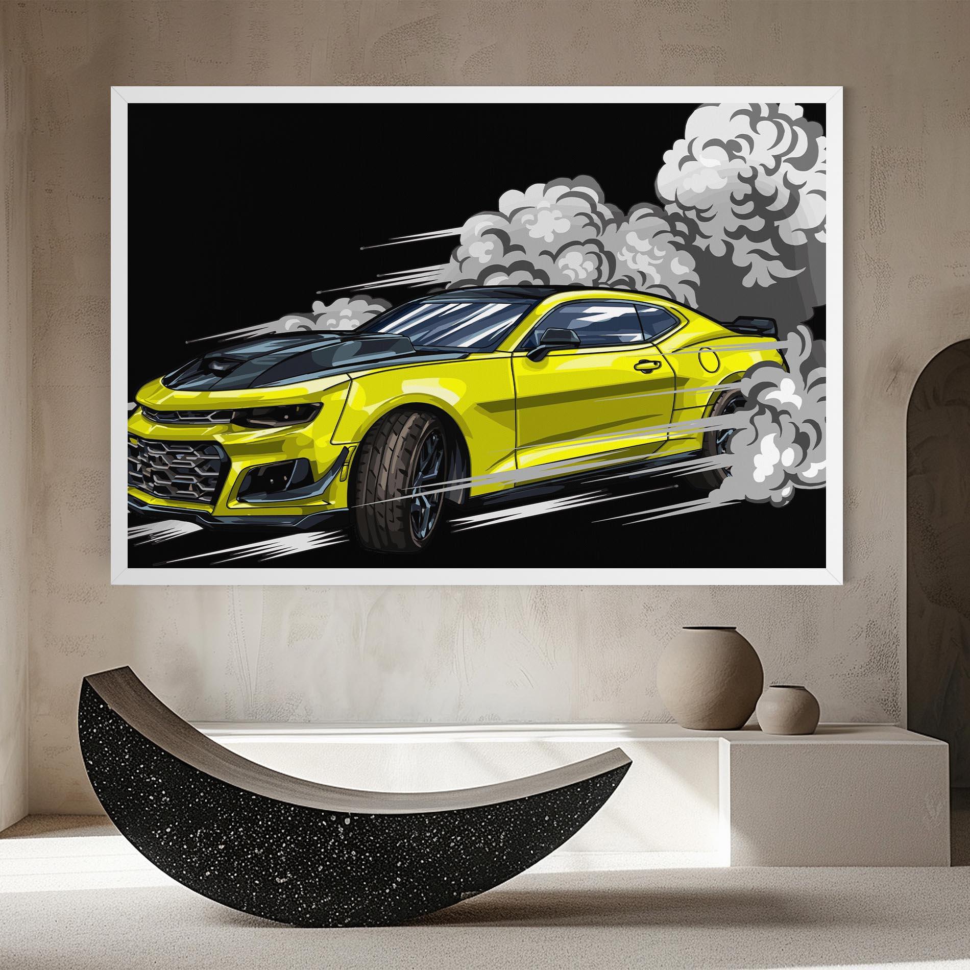 Картина на платно Racing Car Smoke mockup 8