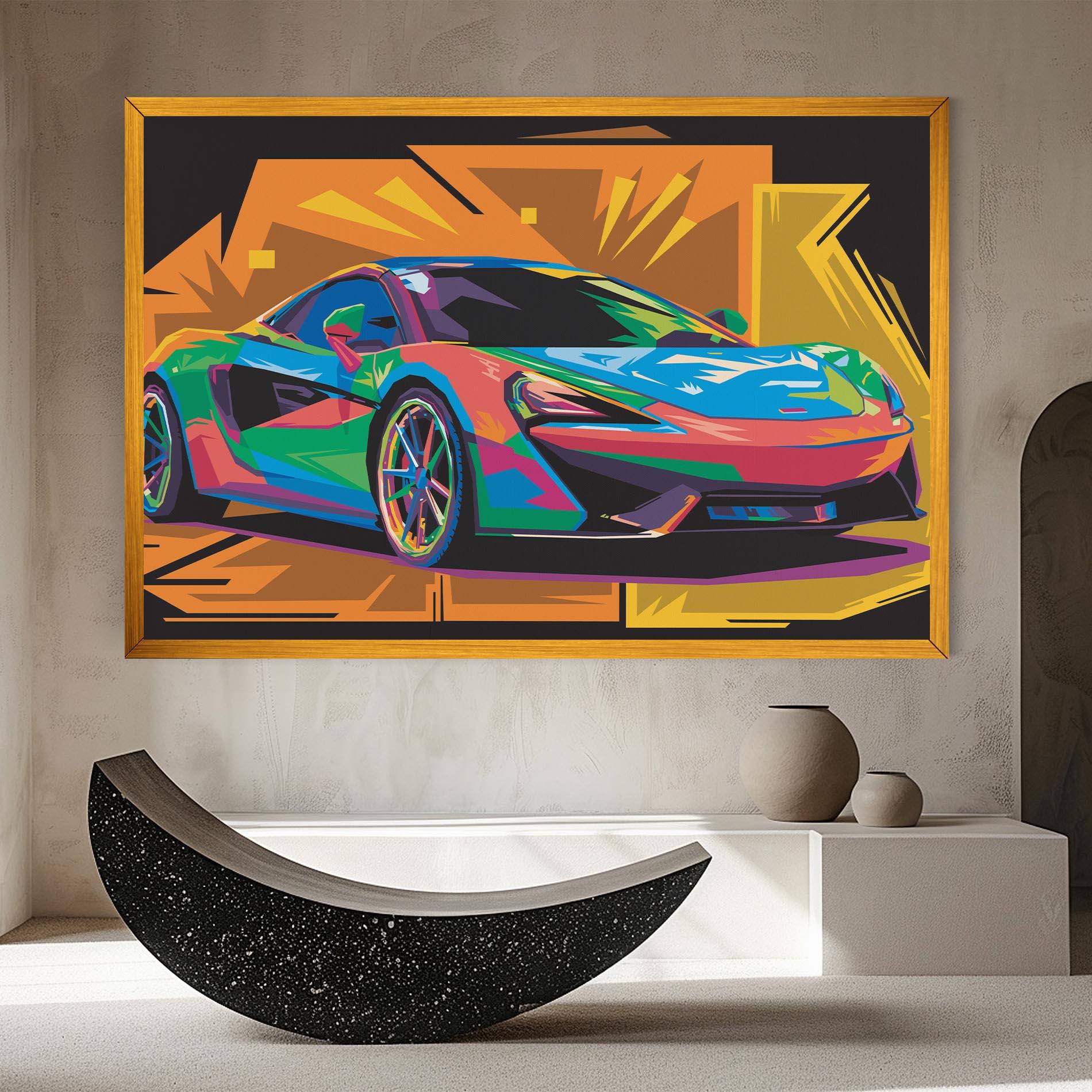 Картина на платно Colorful Sport Car mockup 8