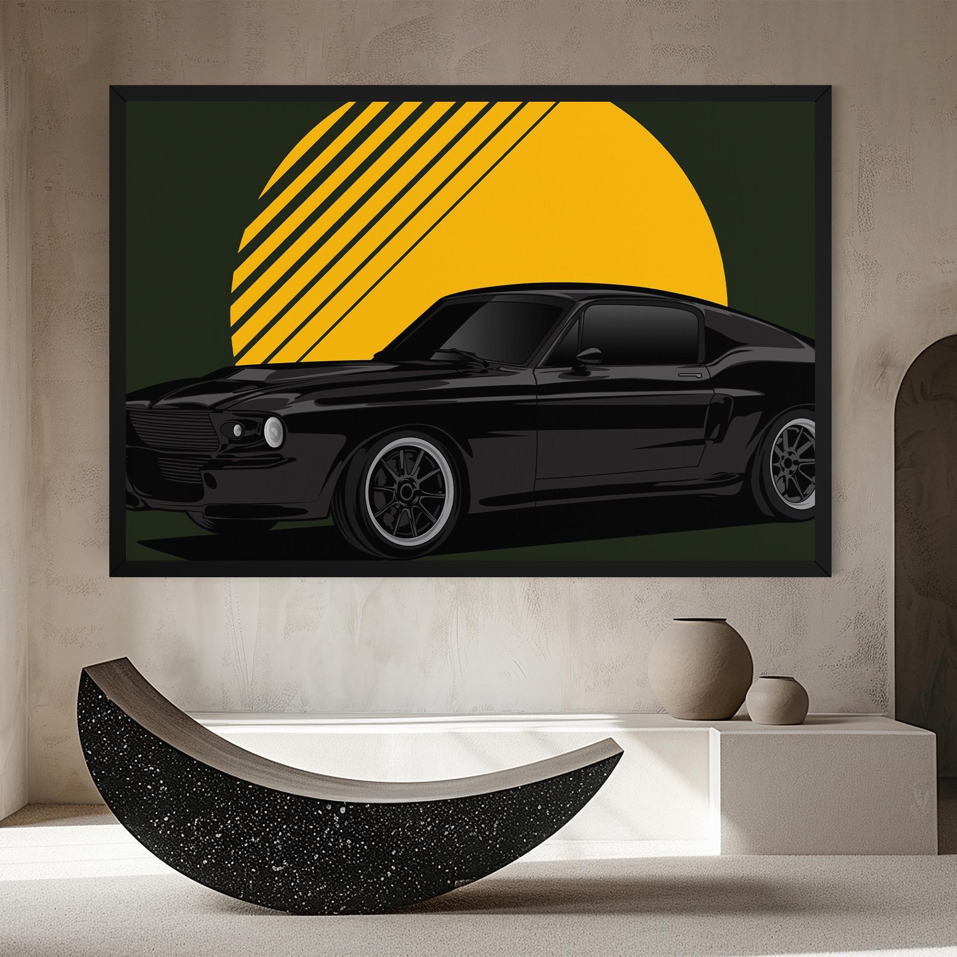 Картина на платно Black Car Sun mockup 8
