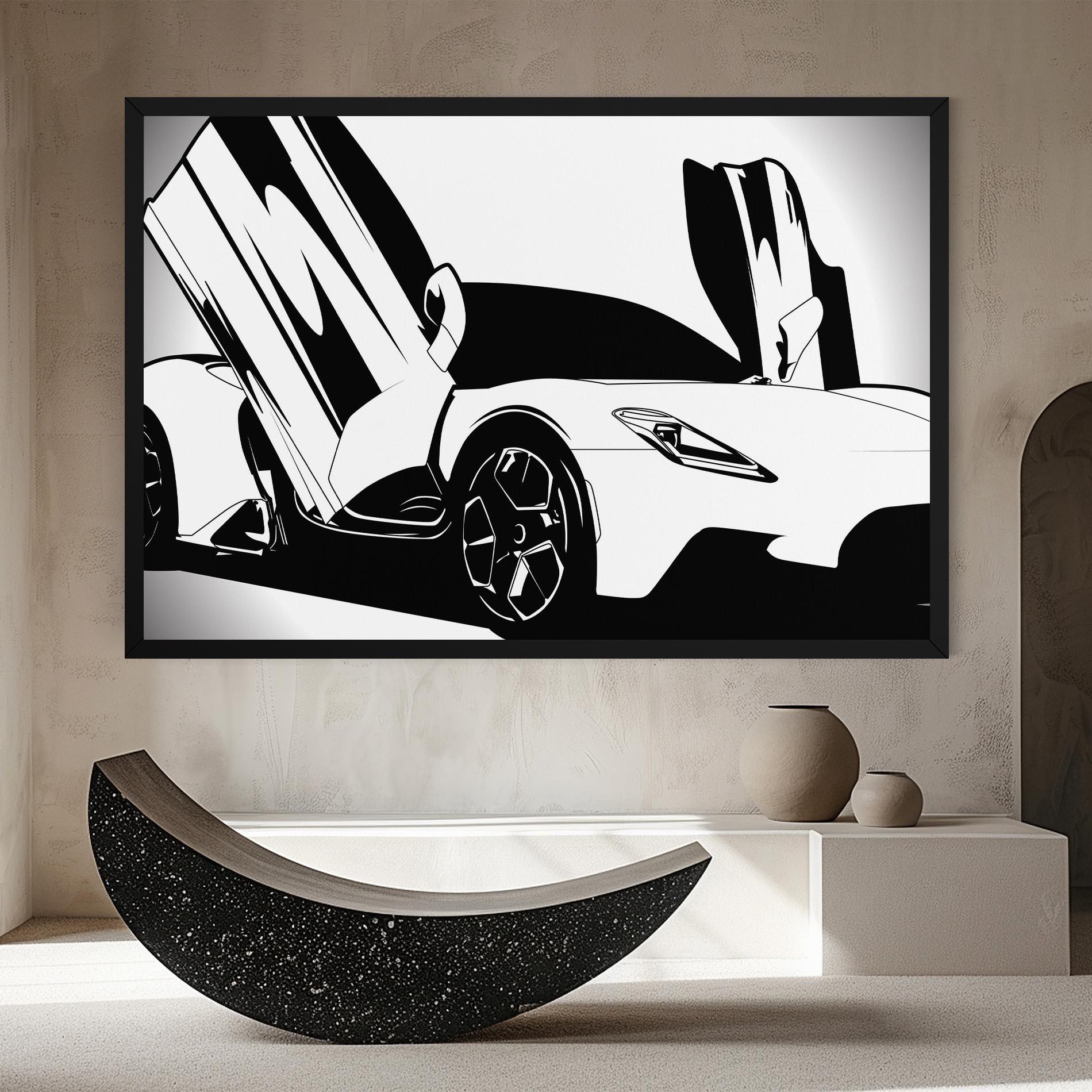 Картина на платно Black White Car mockup 8