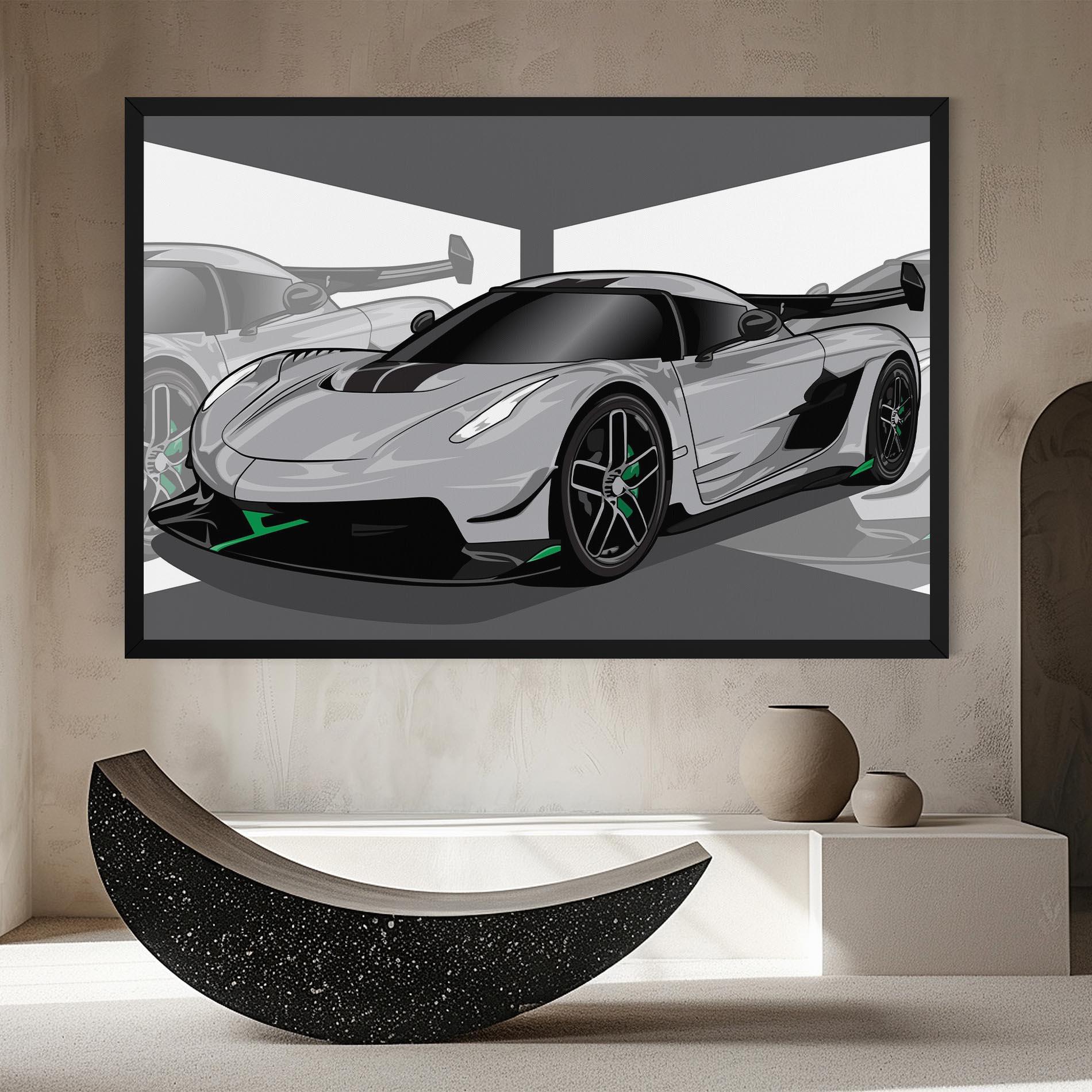 Картина на платно Grey Sport Car mockup 8