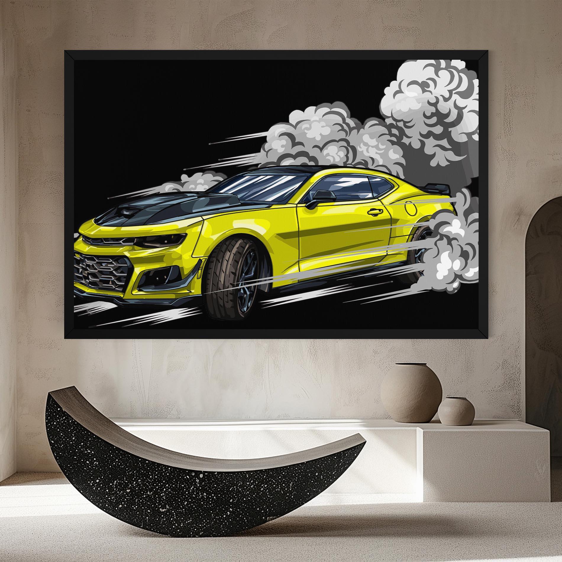 Картина на платно Racing Car Smoke mockup 8