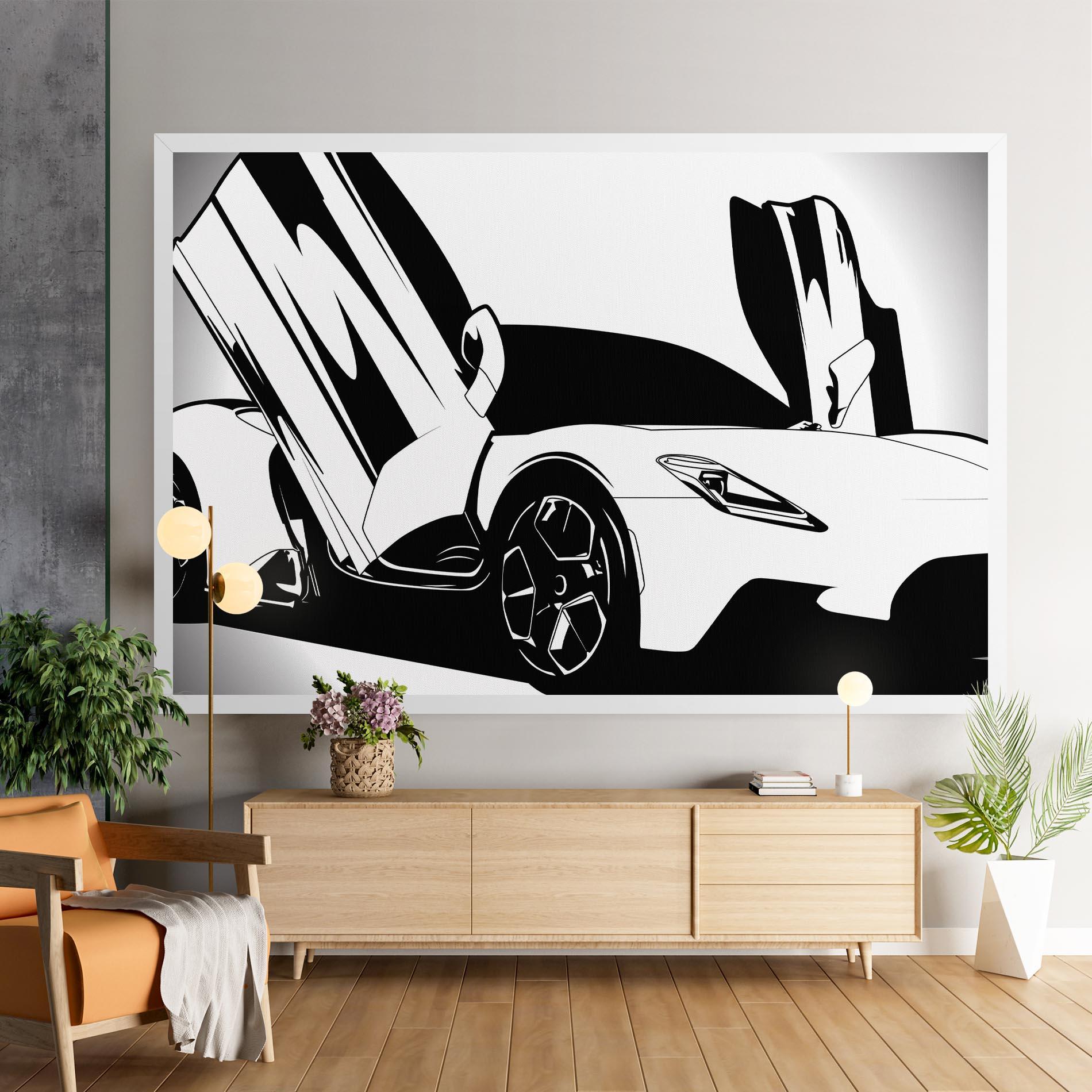 Картина на платно Black White Car mockup 9