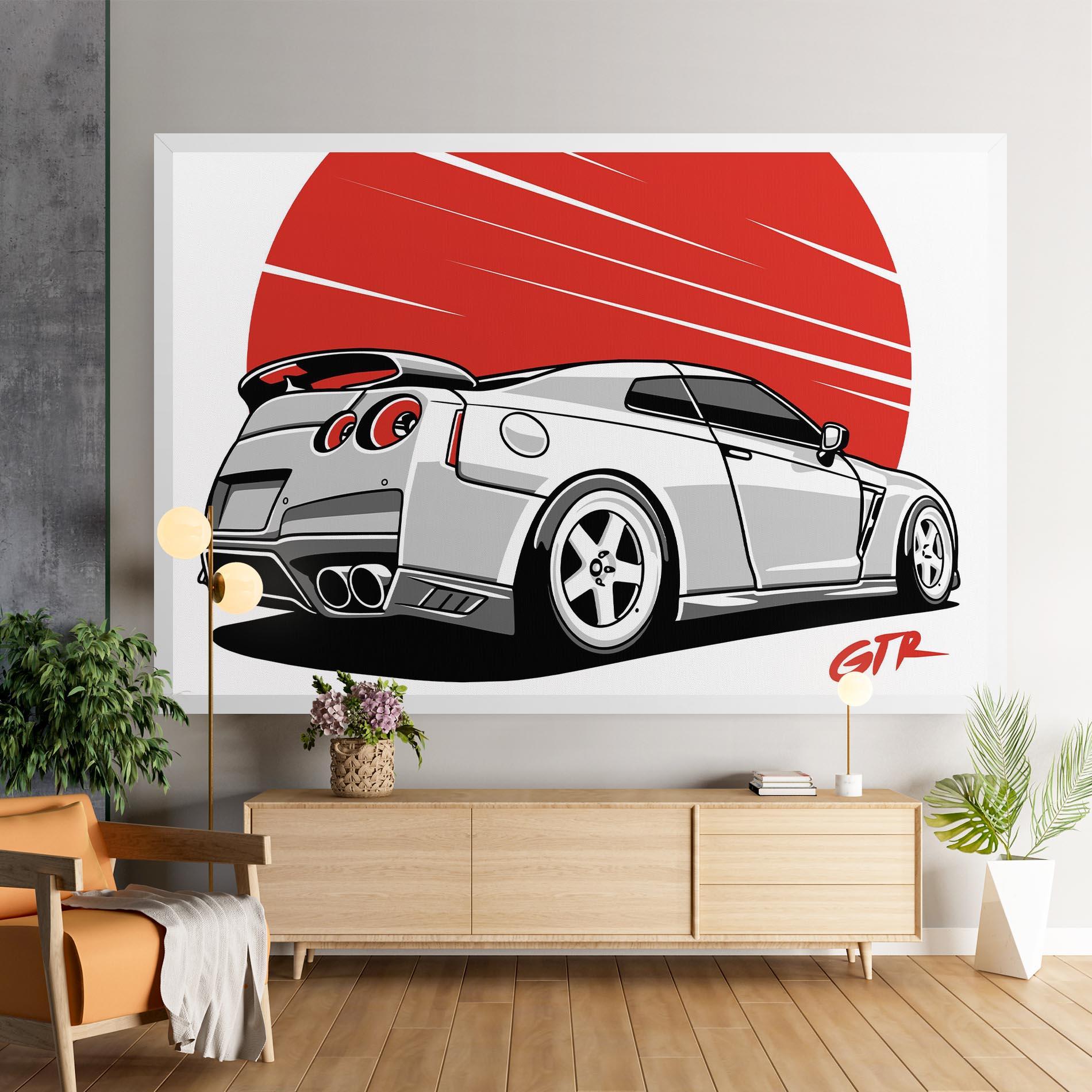 Картина на платно Grey Gtr Car mockup 9