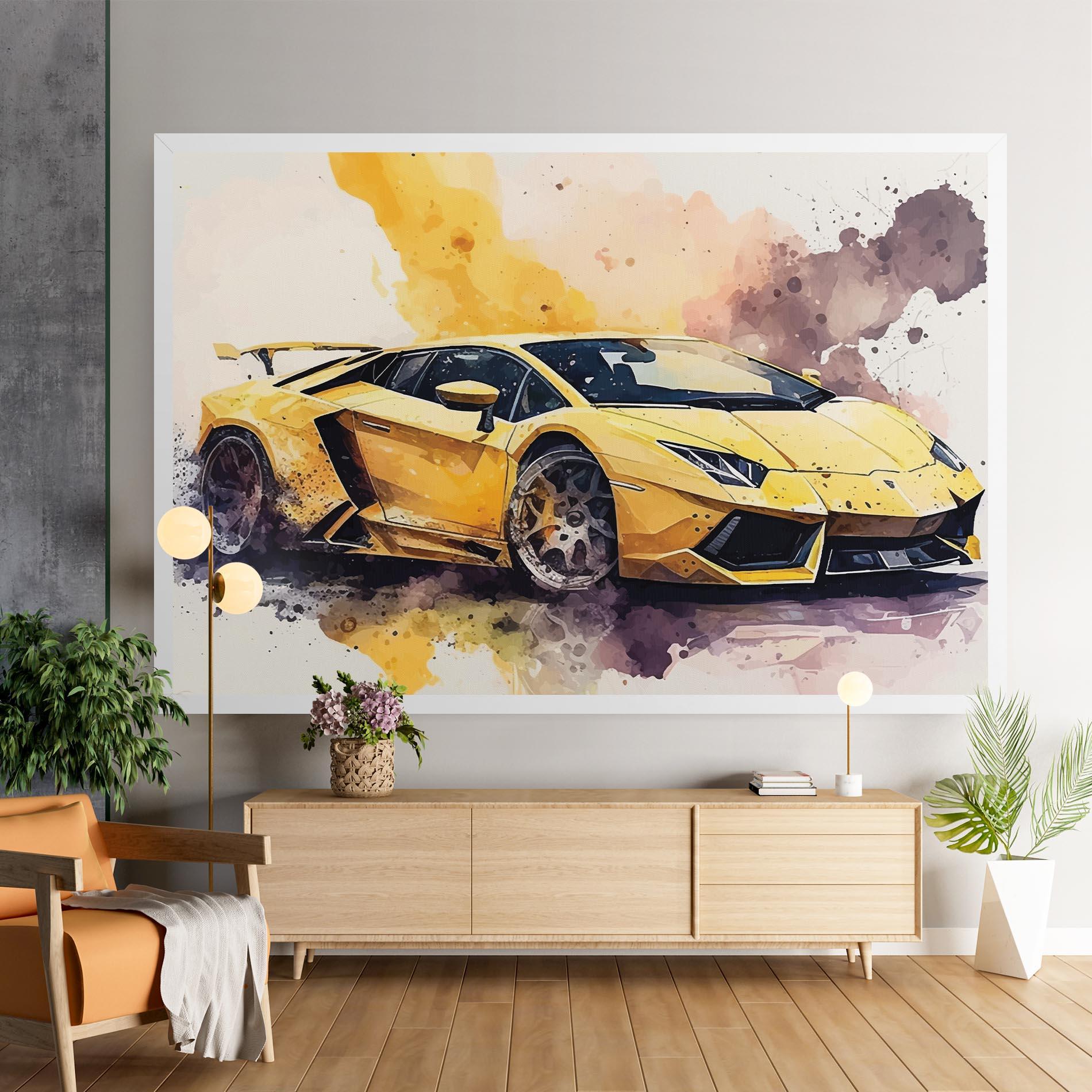 Картина на платно Watercolor Sport Car mockup 9