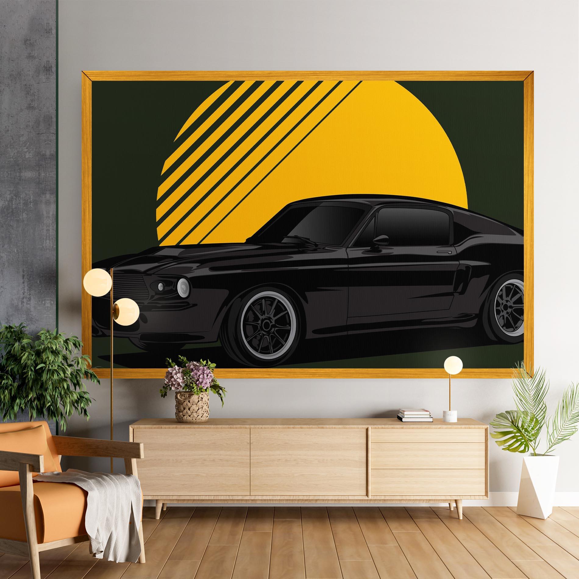 Картина на платно Black Car Sun mockup 9