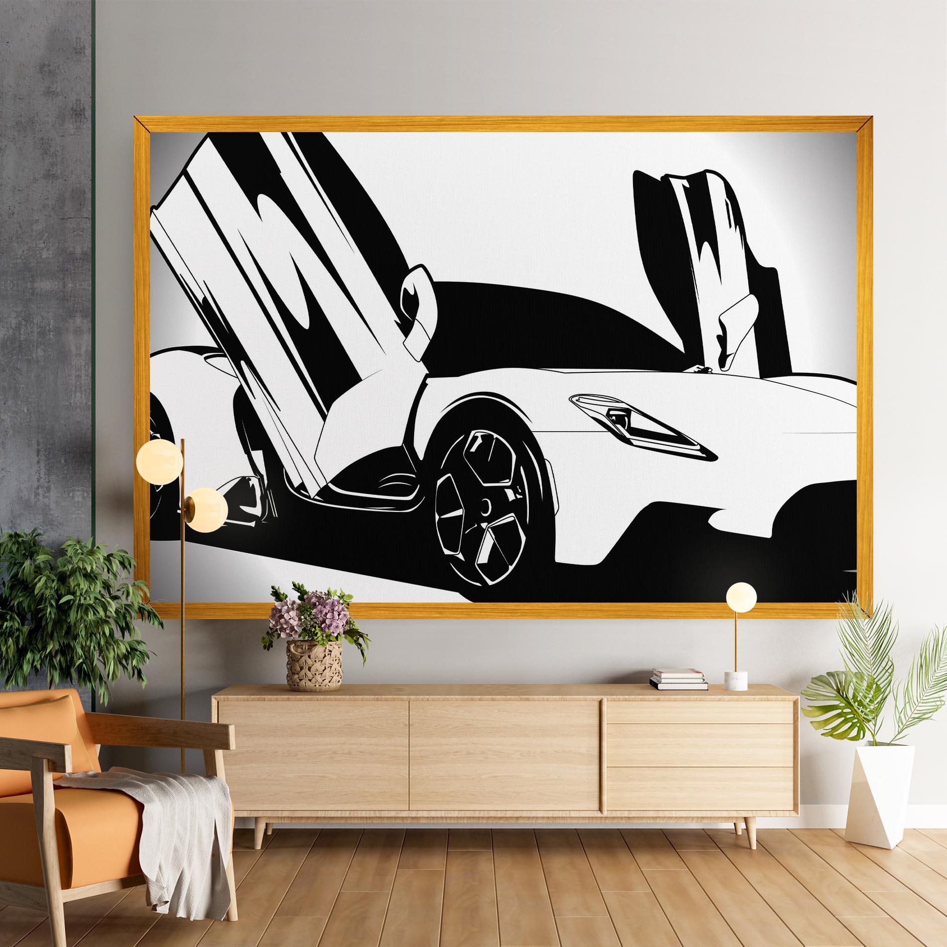 Картина на платно Black White Car mockup 9