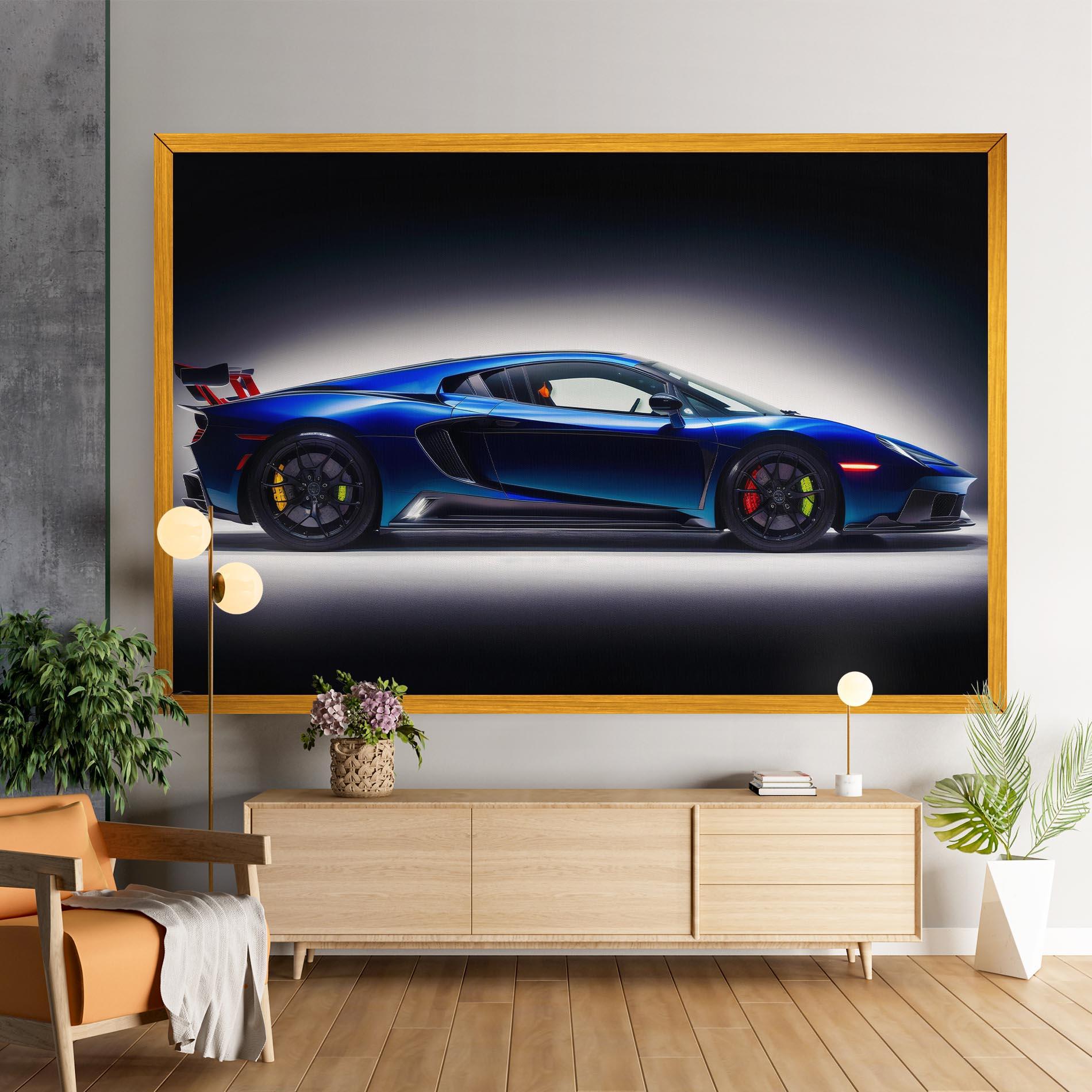 Картина на платно Blue Hypercar Side mockup 9
