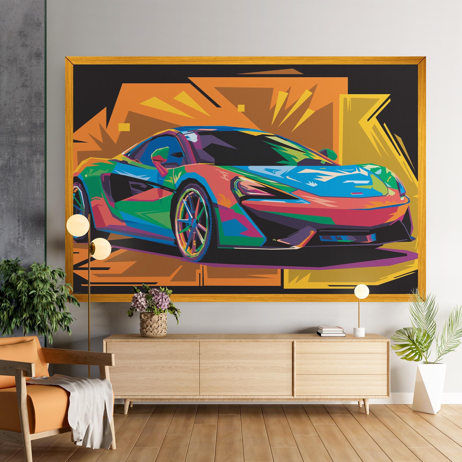 Картина на платно Colorful Sport Car mockup 9