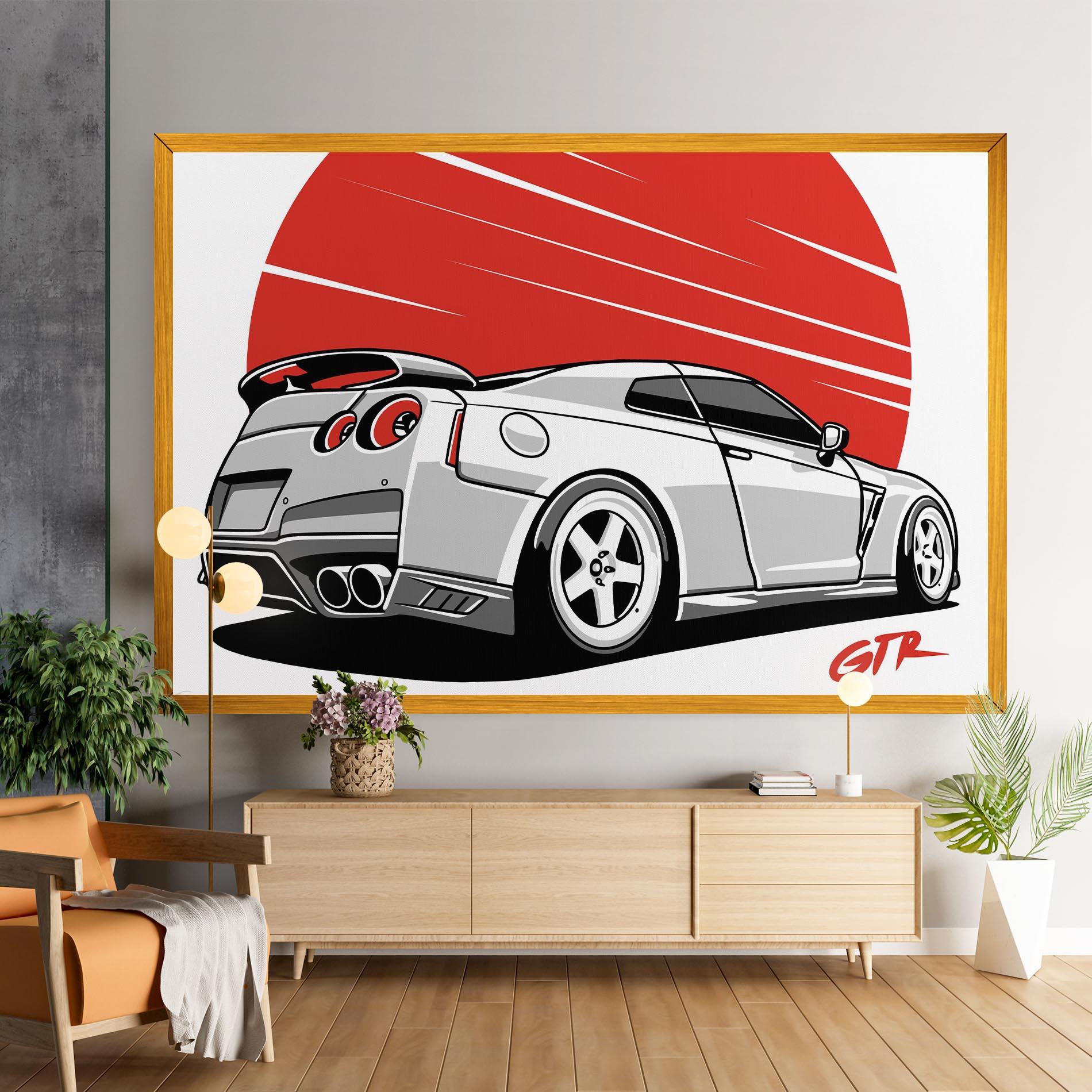Картина на платно Grey Gtr Car mockup 9