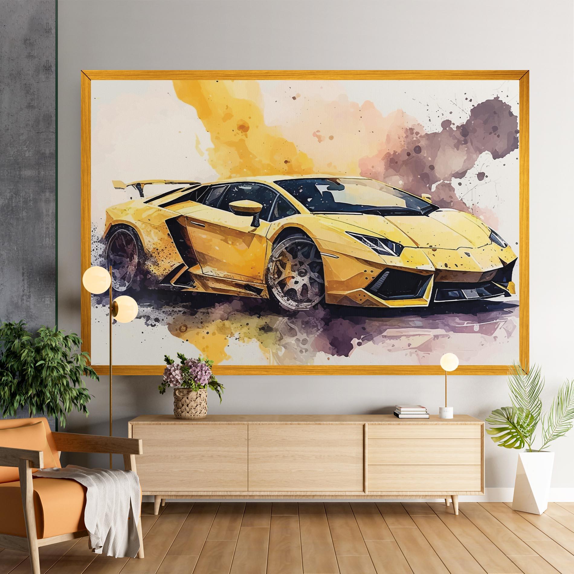 Картина на платно Watercolor Sport Car mockup 9