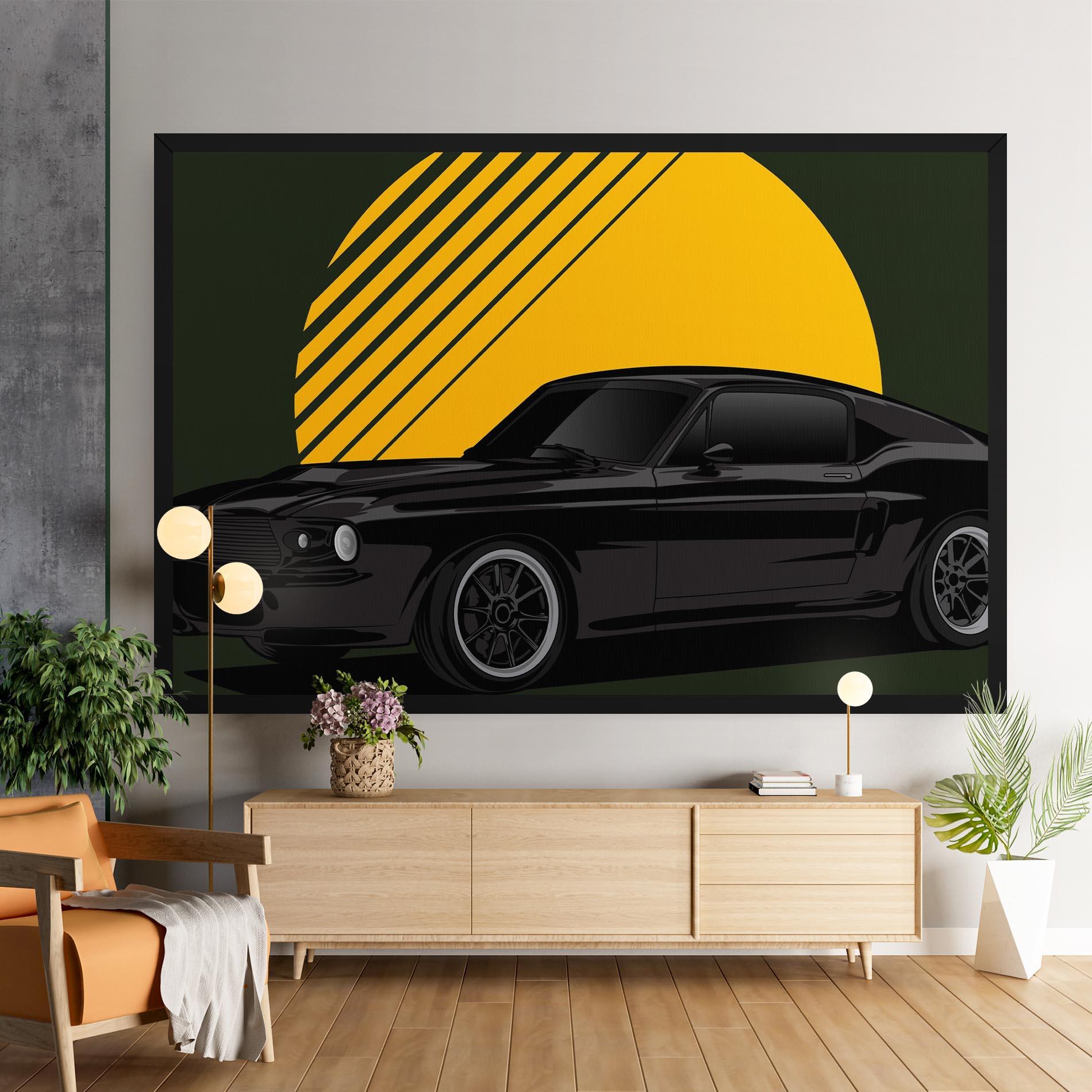 Картина на платно Black Car Sun mockup 9