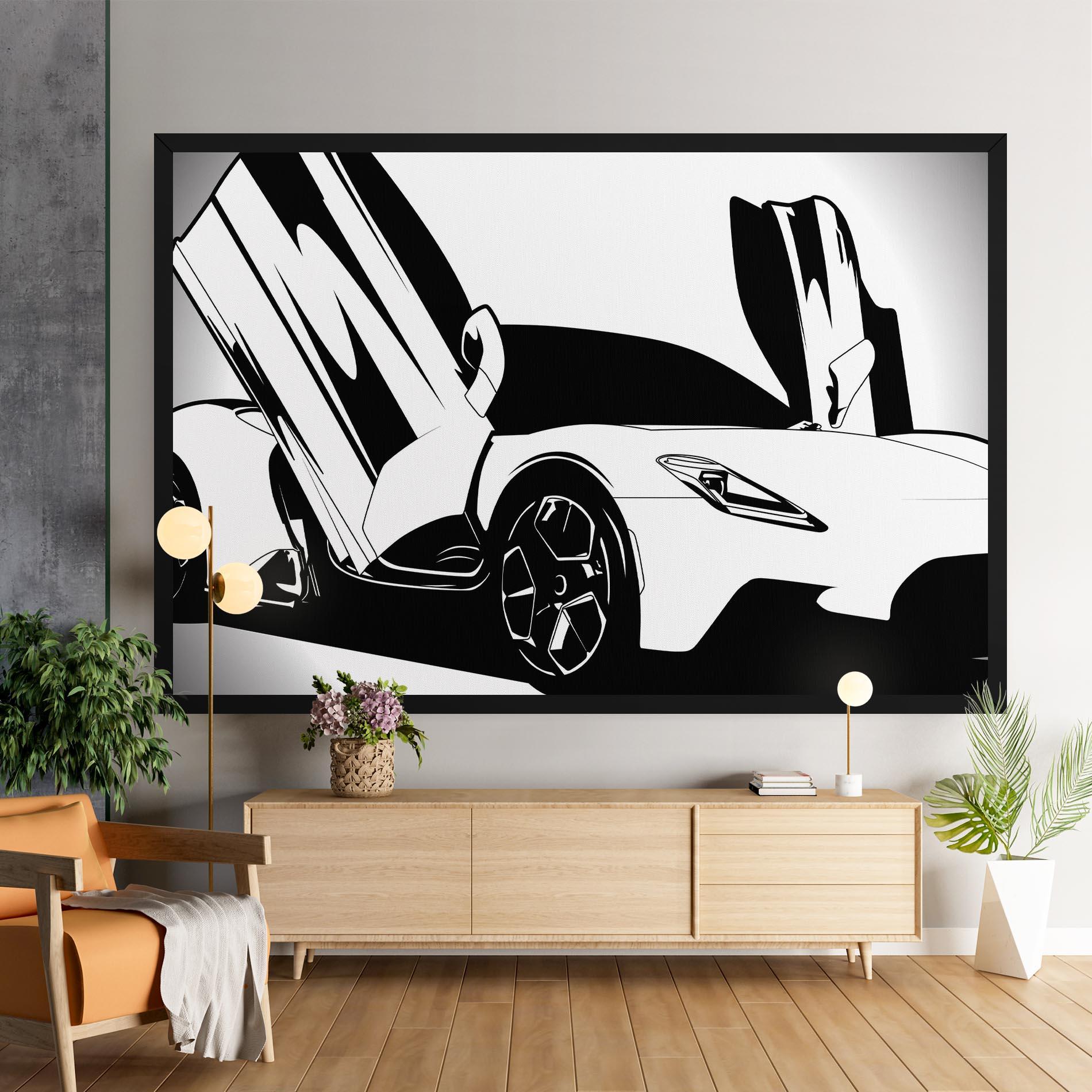 Картина на платно Black White Car mockup 9