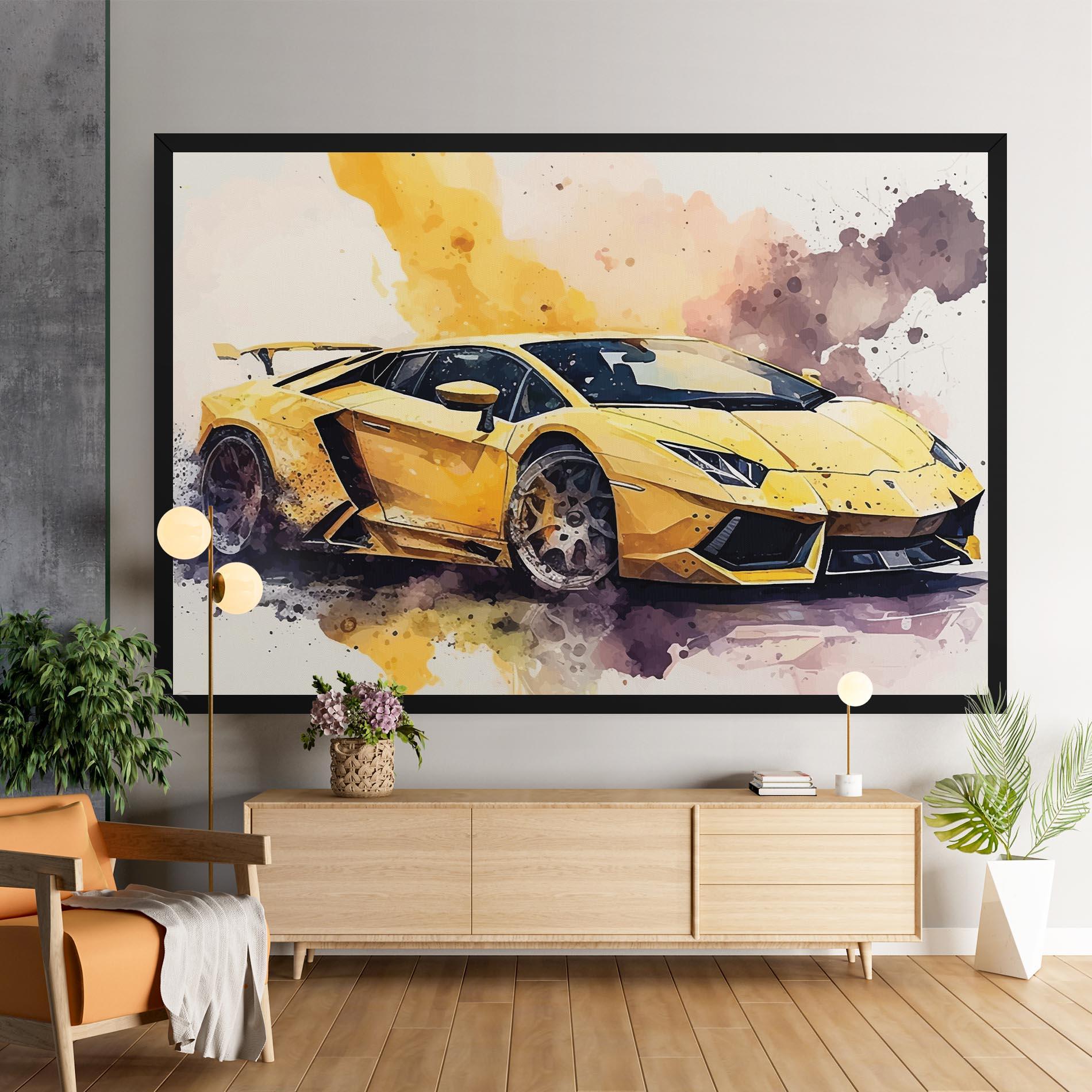 Картина на платно Watercolor Sport Car mockup 9