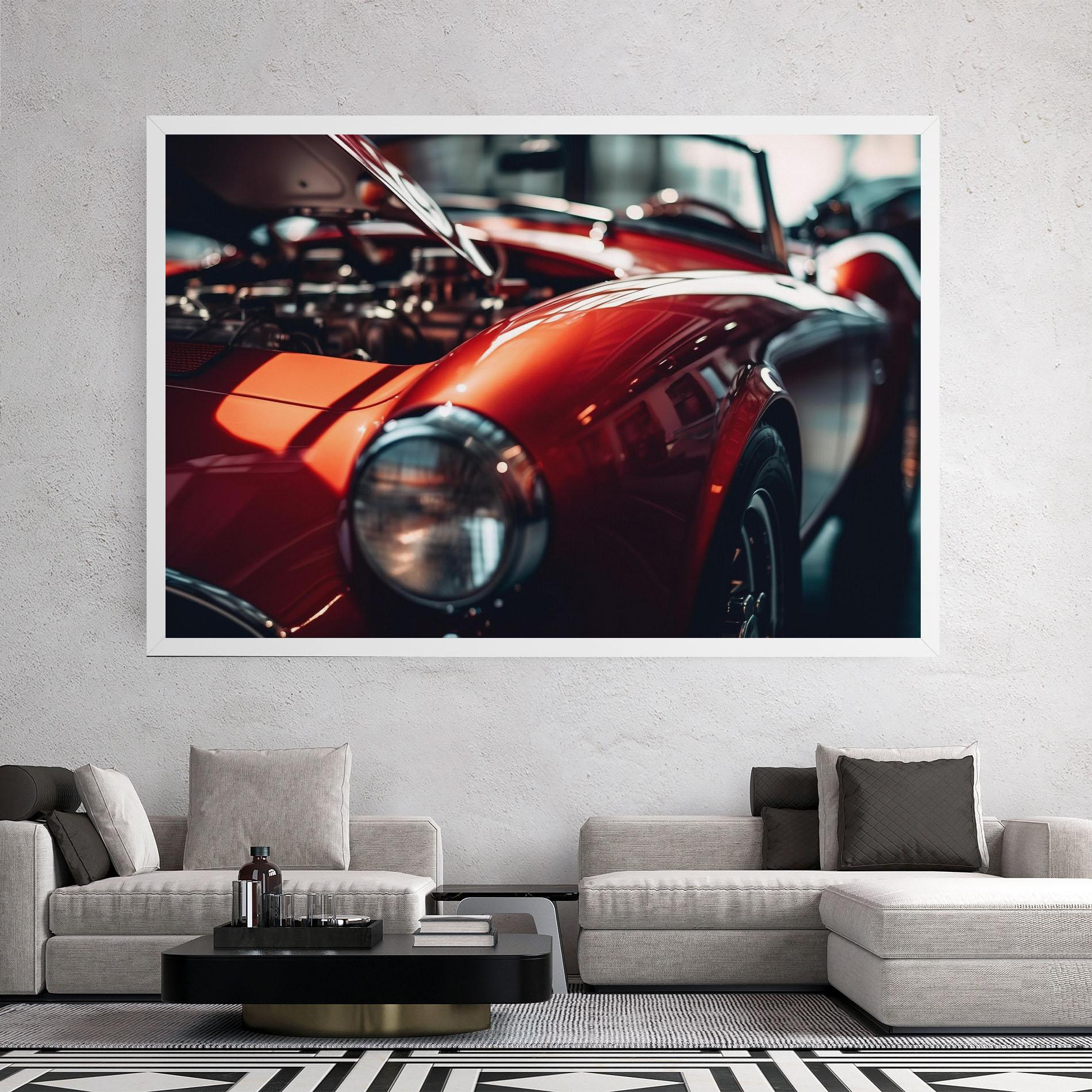 Картина на платно Old Vintage Red Car mockup 2