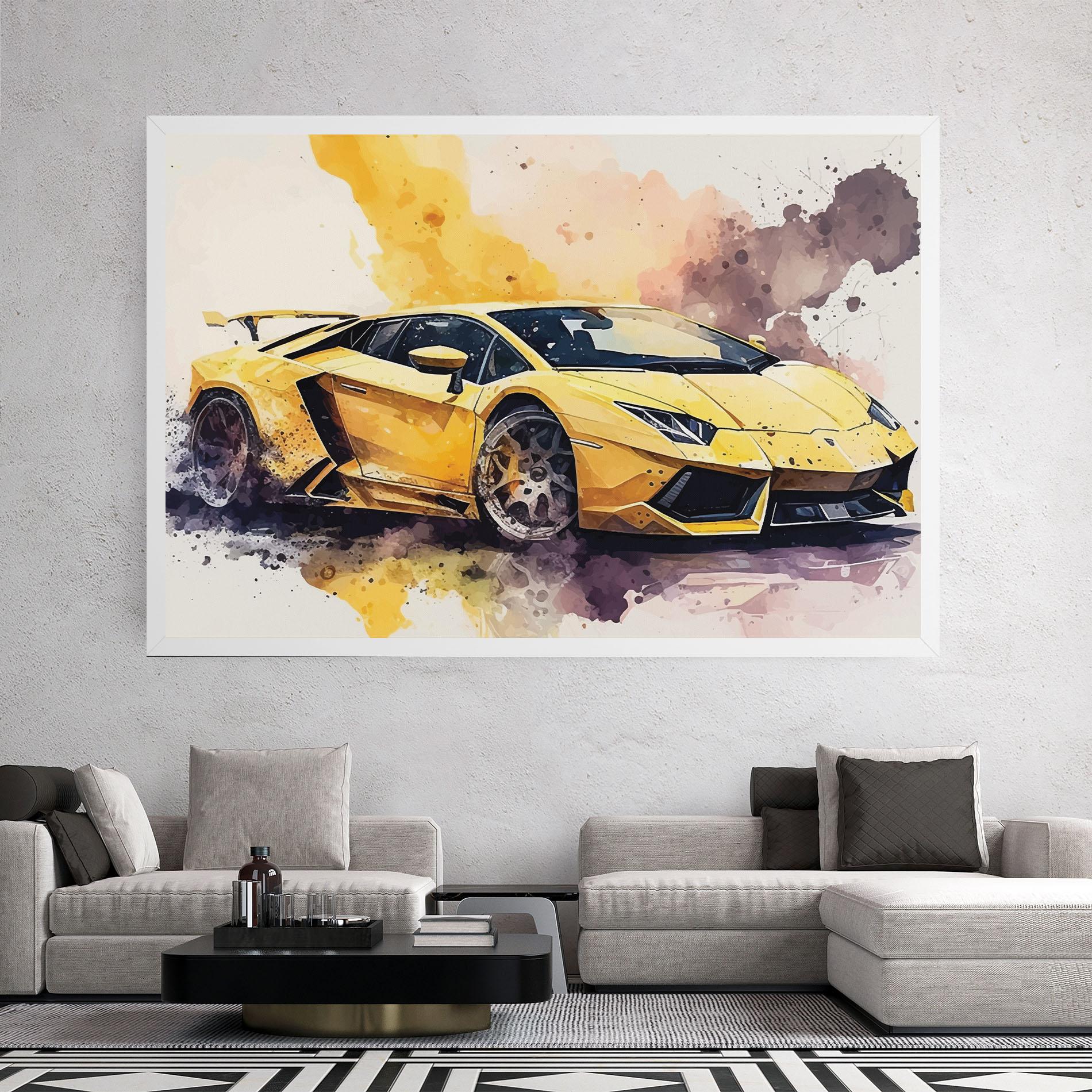 Картина на платно Watercolor Sport Car mockup 2