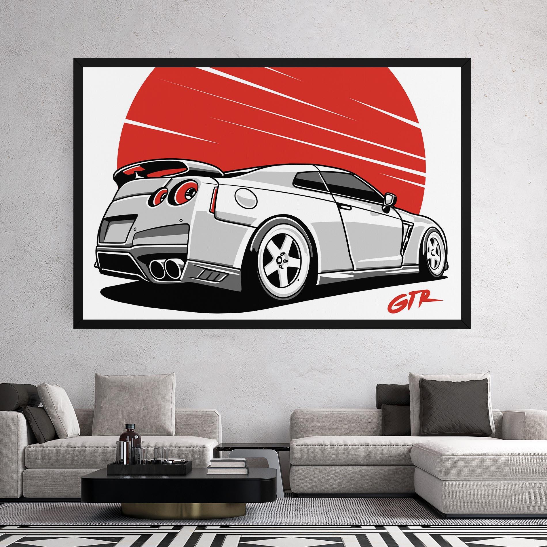 Картина на платно Grey Gtr Car mockup 2
