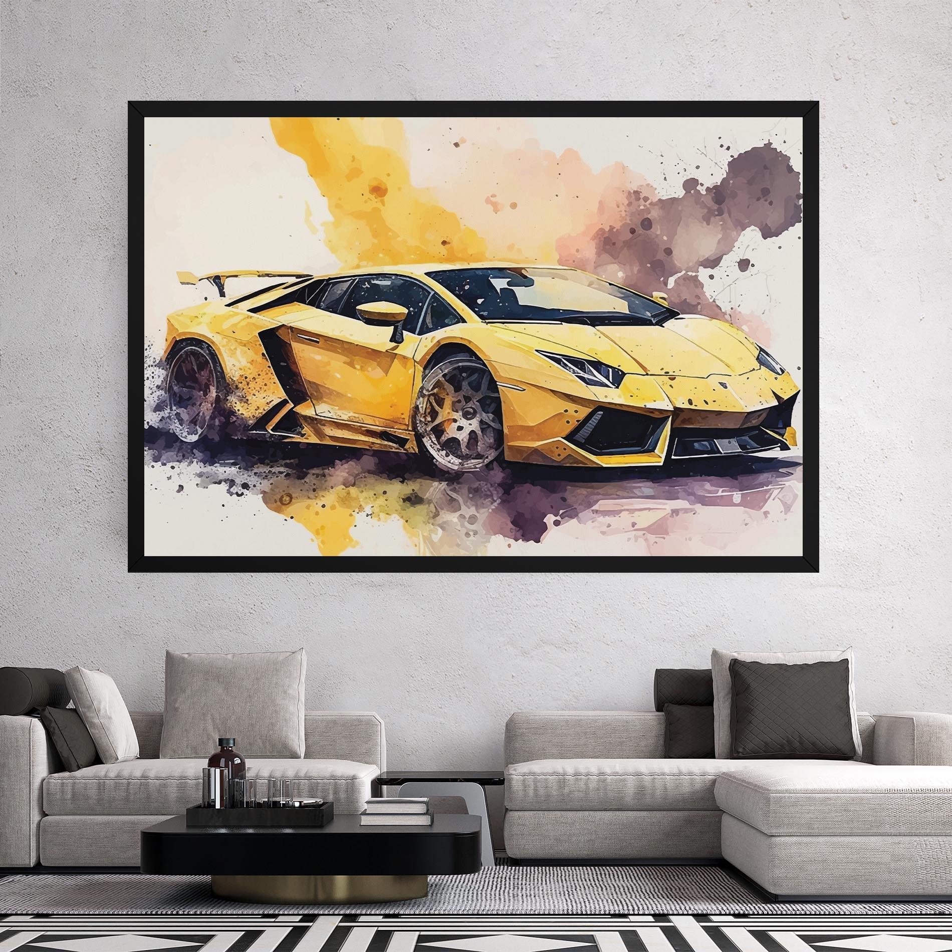 Картина на платно Watercolor Sport Car mockup 2