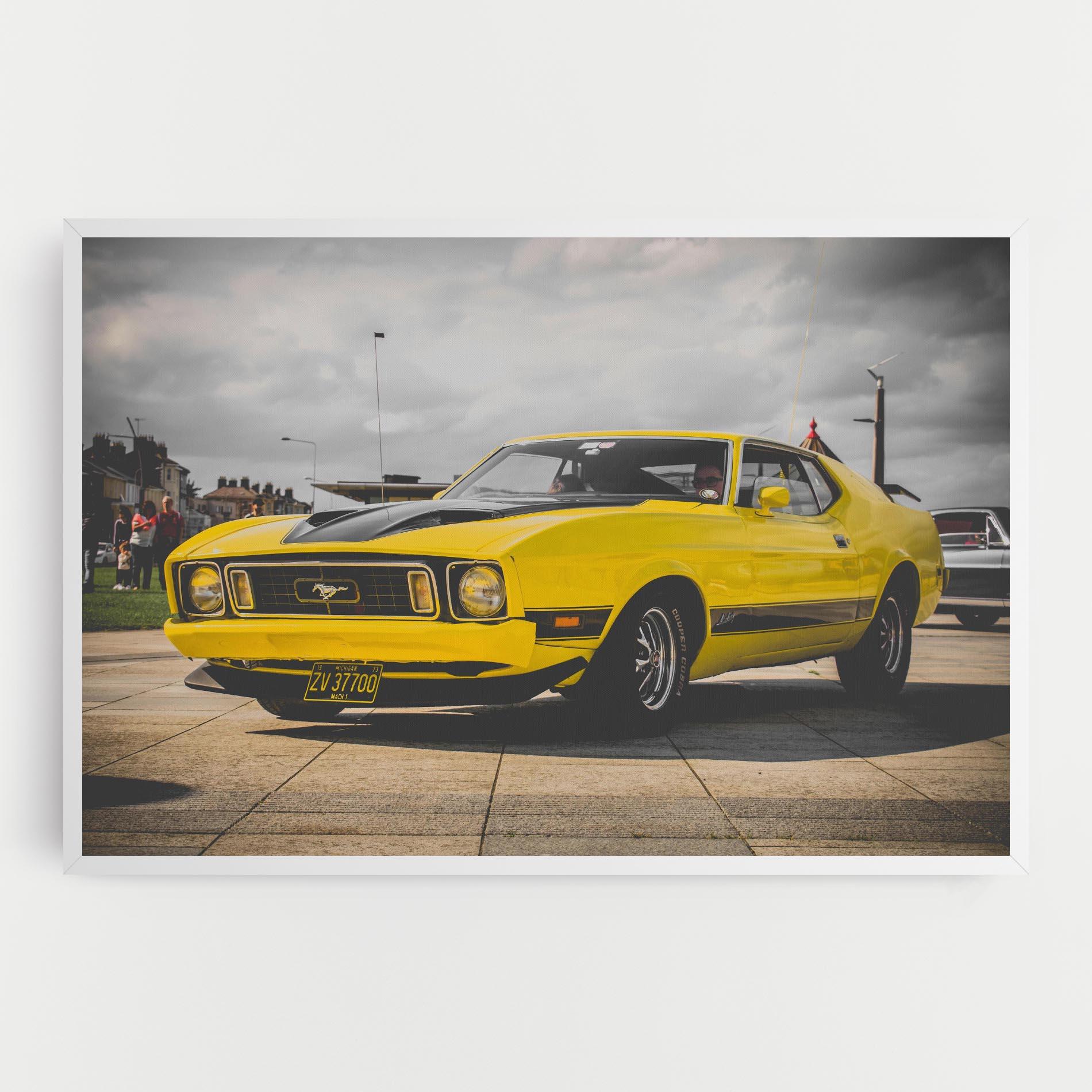 Картина на платно Vintage Yellow Car mockup 0