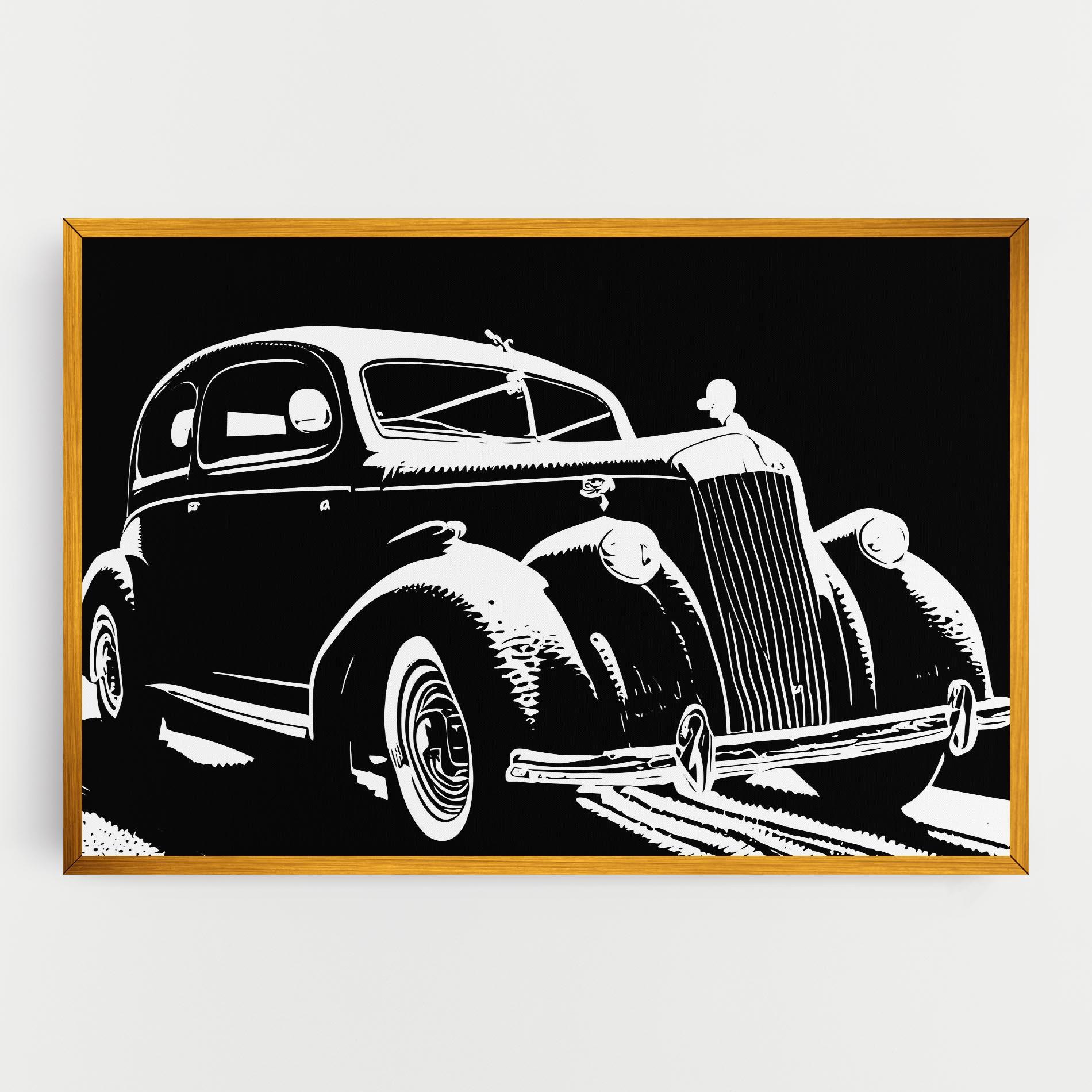 Картина на платно Old Car Shilouette mockup 0