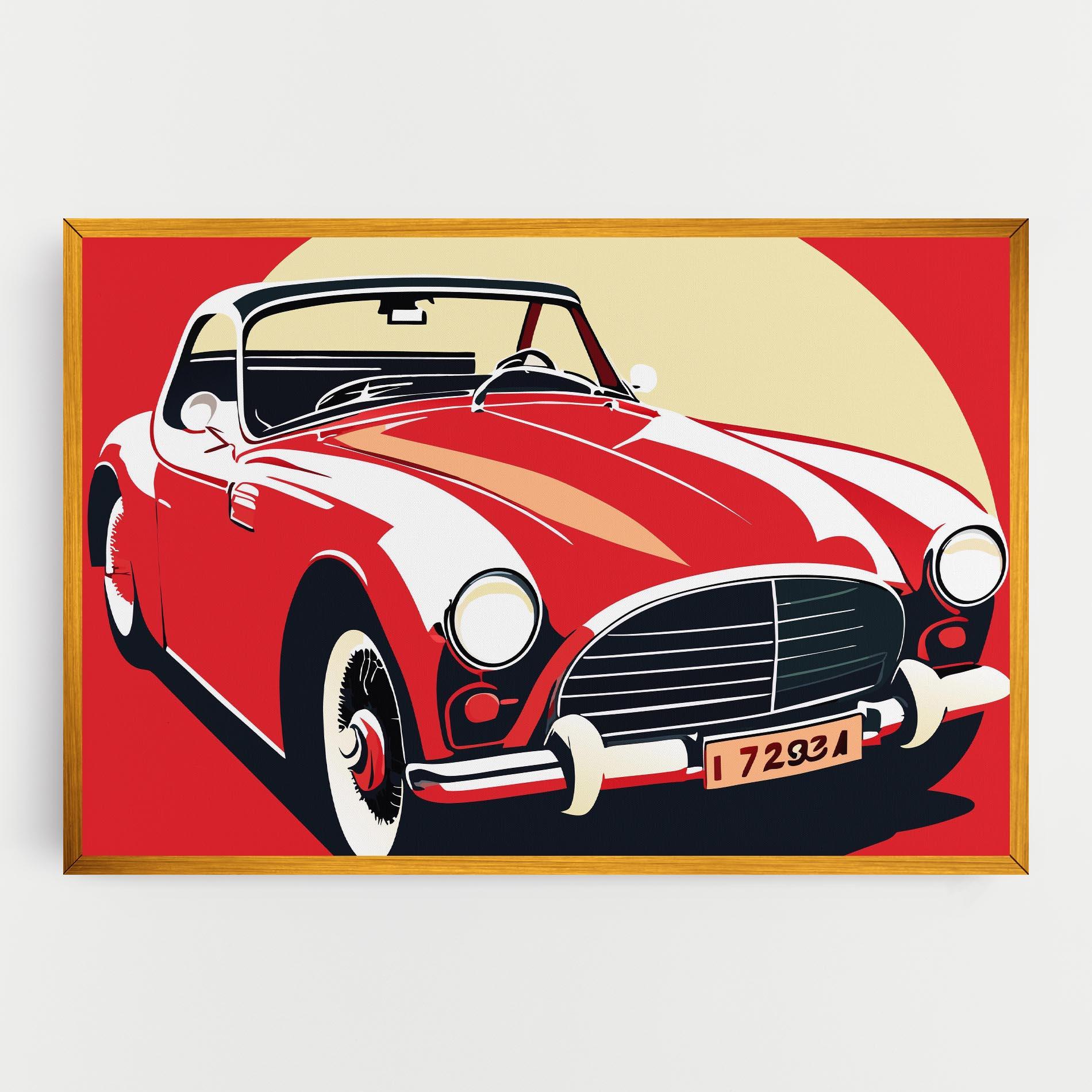 Картина на платно Red Vintage Car mockup 0