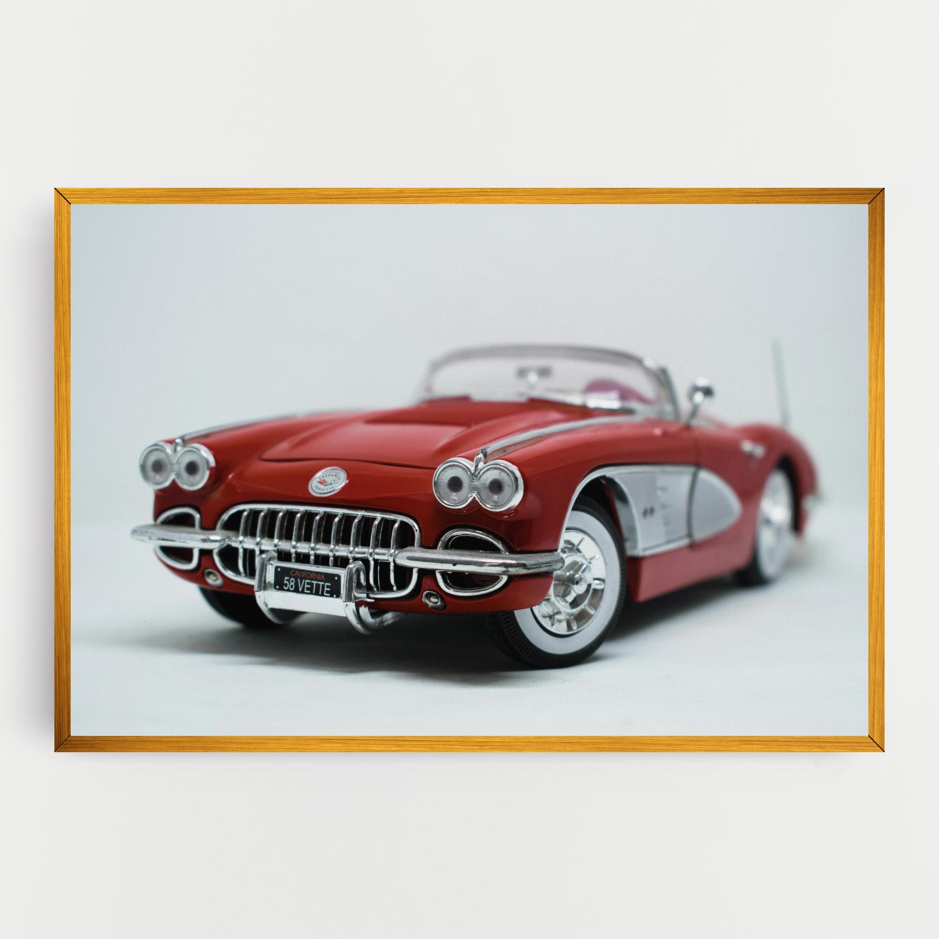 Картина на платно Vintage Red Car mockup 0