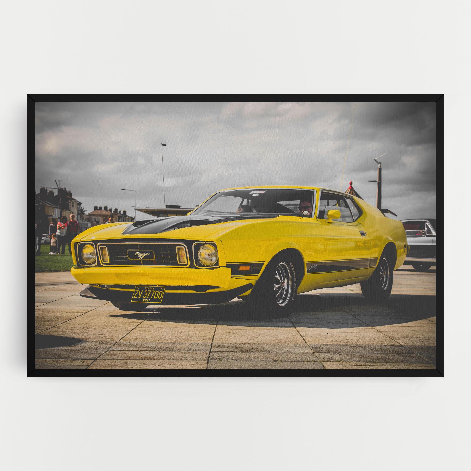 Картина на платно Vintage Yellow Car mockup 0