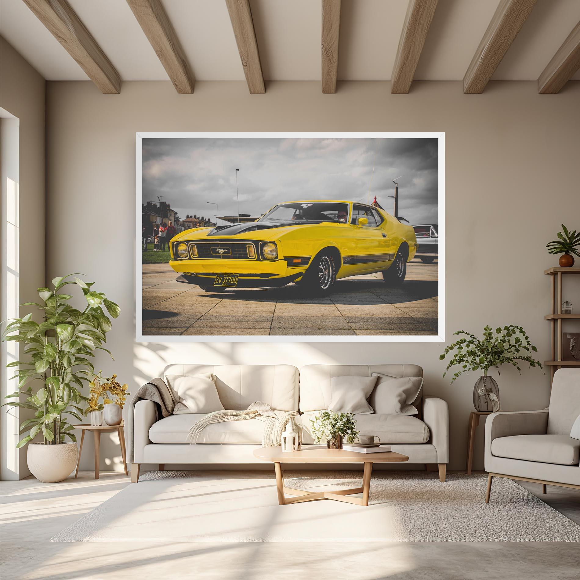 Картина на платно Vintage Yellow Car mockup 6