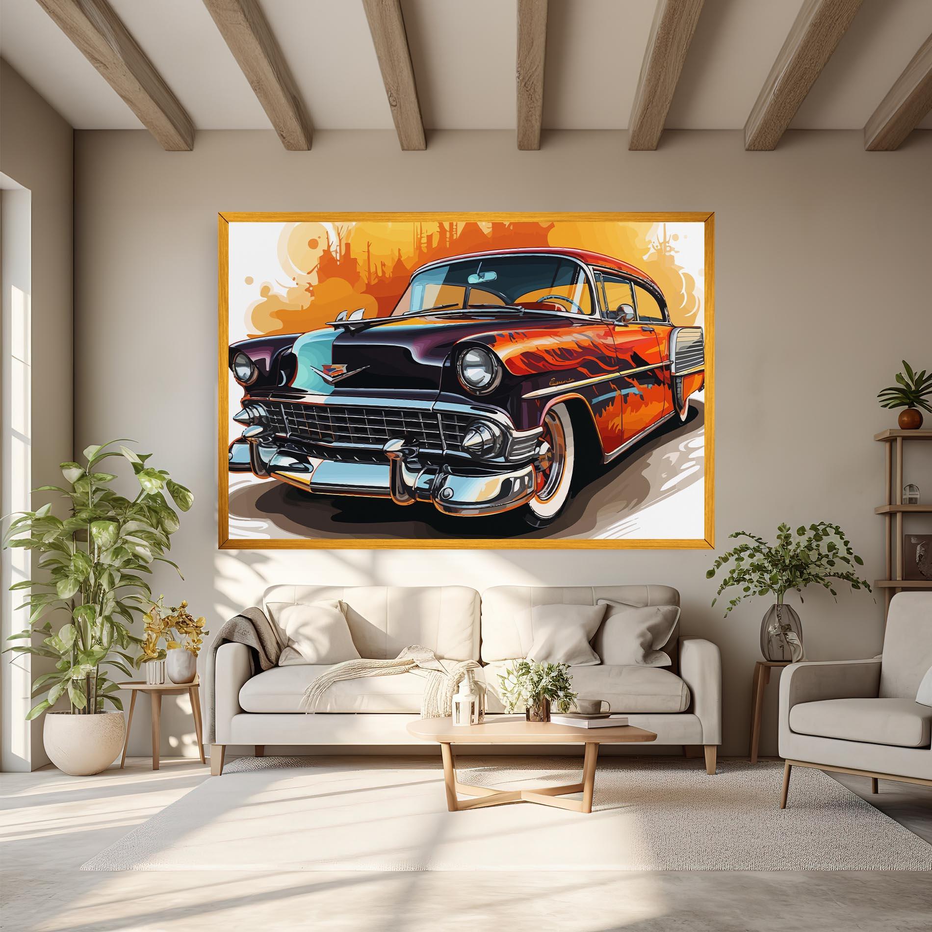 Картина на платно Cool Vintage Car mockup 6