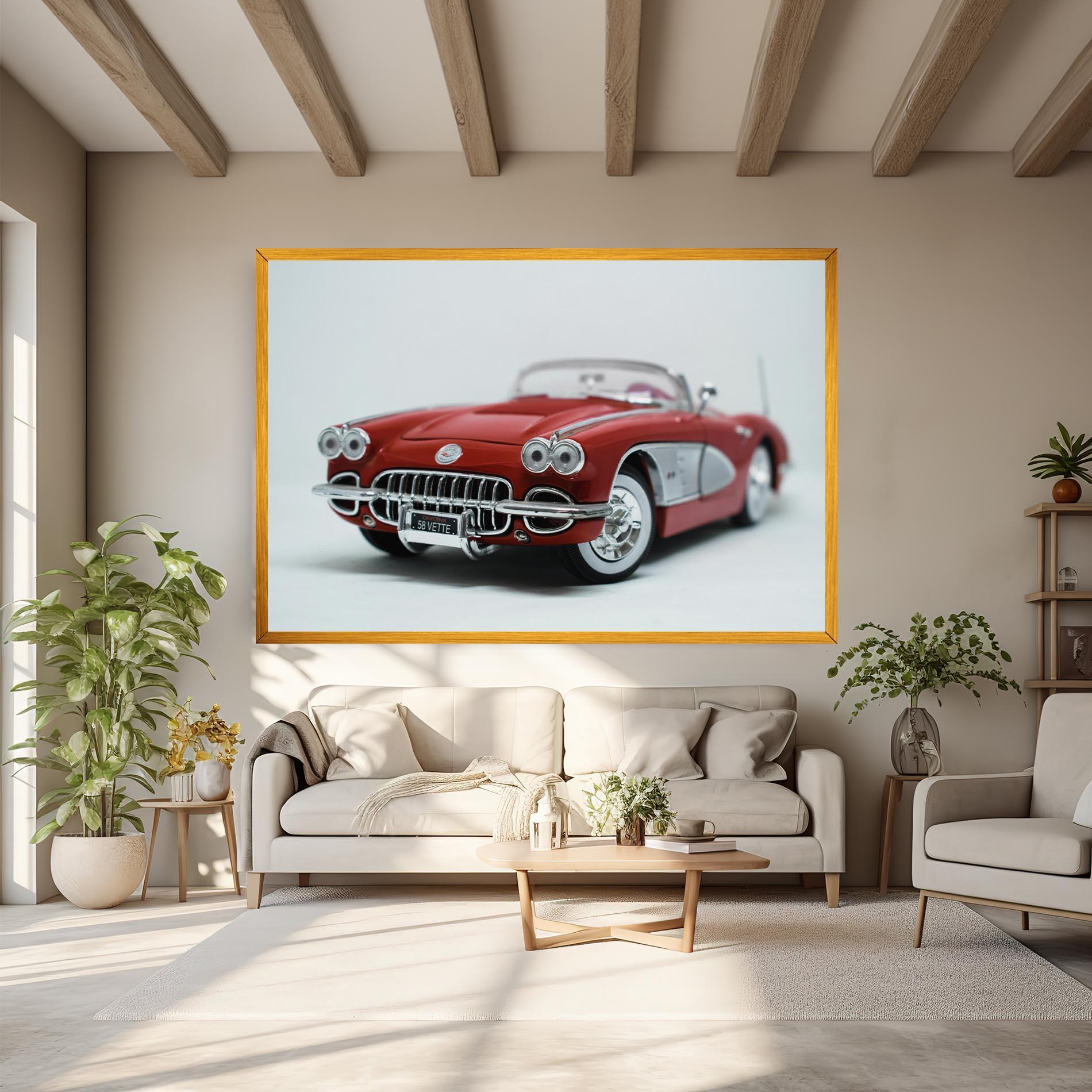 Картина на платно Vintage Red Car mockup 6