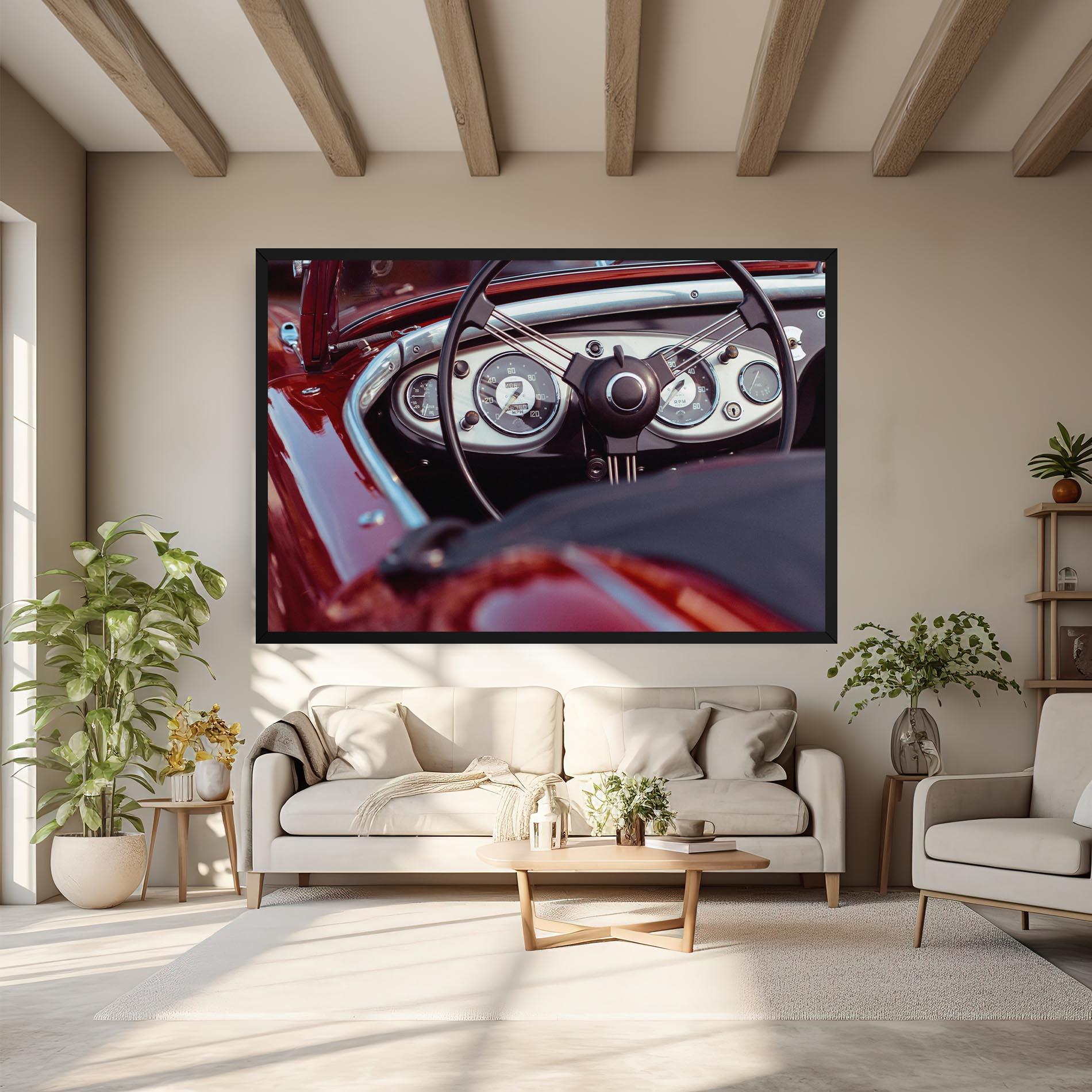 Картина на платно Classic Red Car mockup 6